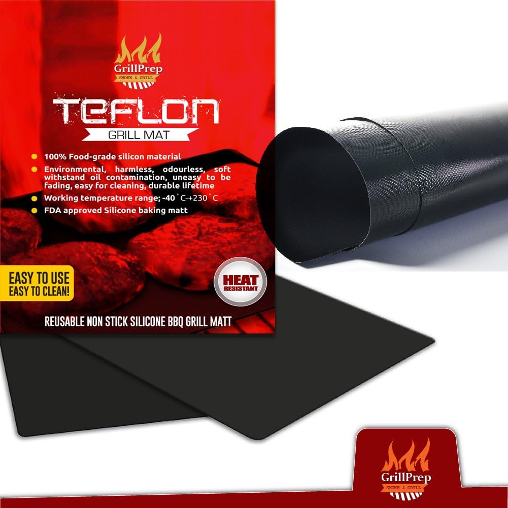BBQ Grill Mat (Set of 3) - Heavy Duty Non-Stick BBQ & grilling Sheet- 15.75 x 13.5 Inch x 0.1 mm