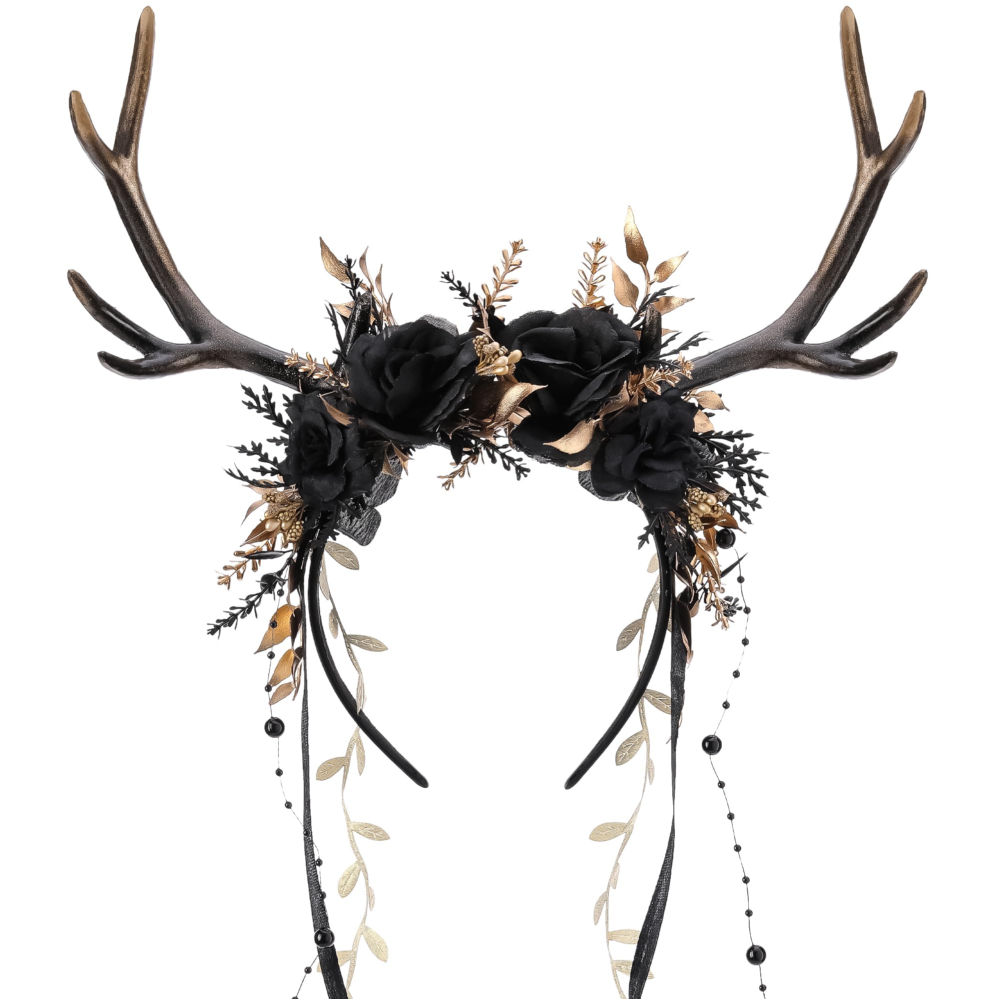 MOSTORY Gothic Deer Horns Headpiece for Fancy Dress Costumes, Carnival, Reindeer Antlers Headpiece, Antlers Headband for Renfaire Cosplay