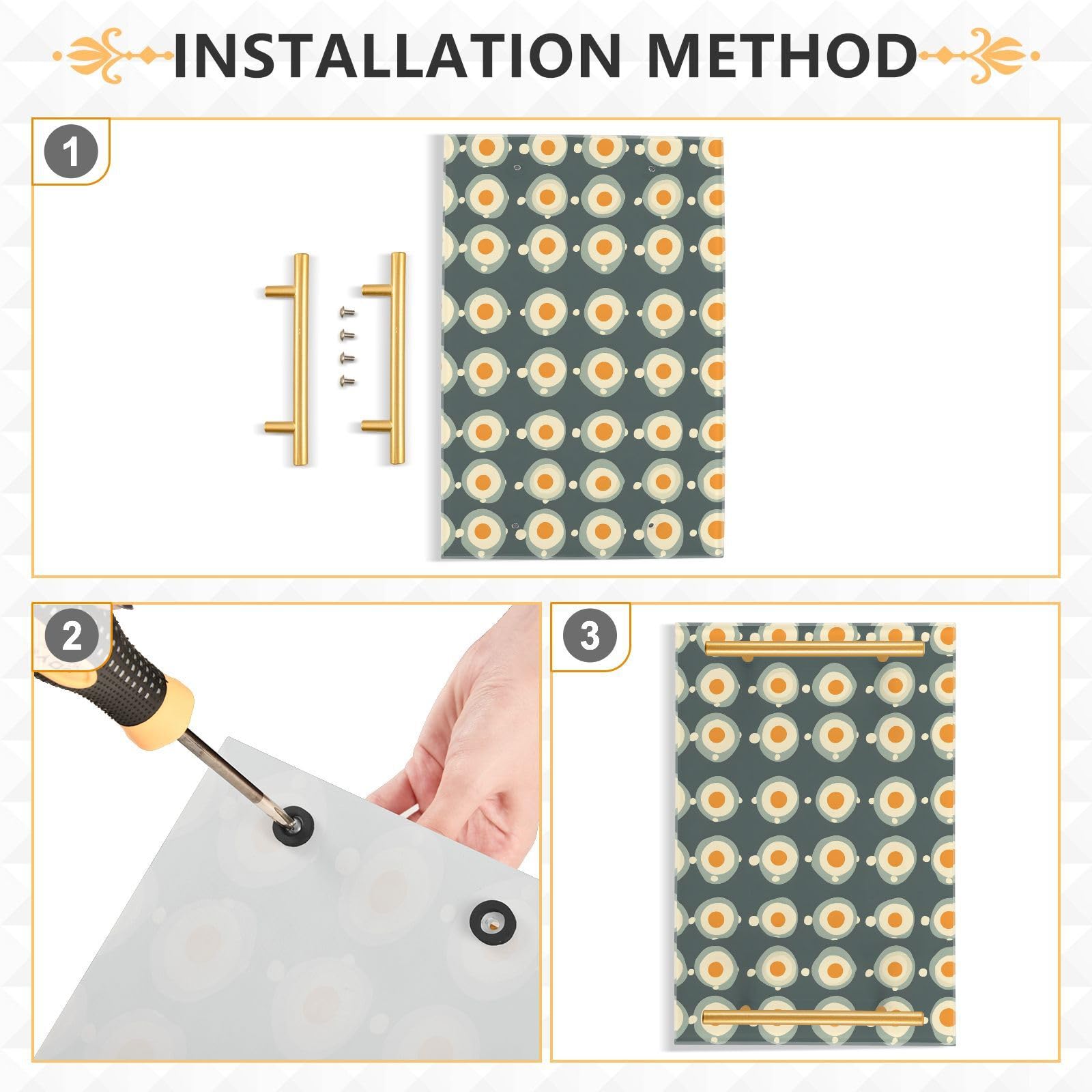 NFMILI Funny Pattern Vanity Tray Rectangle Acrylic Bathroom Tray Serving Trays for Centerpieces Modern Home Decor for Kitchen Bathroom Bedroom Living Room 7.9 × 11.8 inch