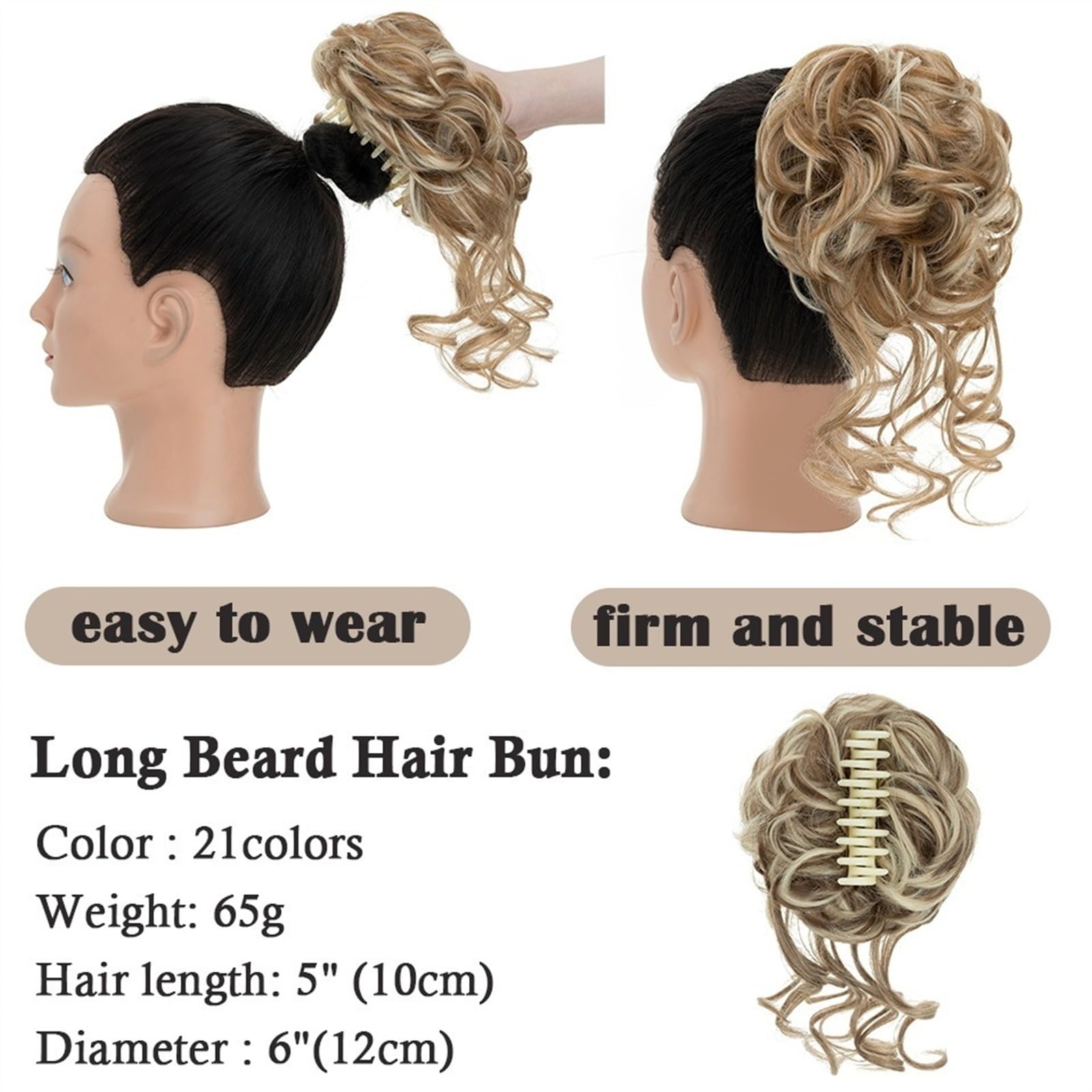 Dutt-Haarteile für Frauen, synthetischer Dutt-Klauen-Chignon für Frauen, unordentliche, lockige Haar-Dutt-Teile, Clip-in-Pferdeschwanz-Haarverlängerungen, flauschige natürliche falsche Pferdeschwanz