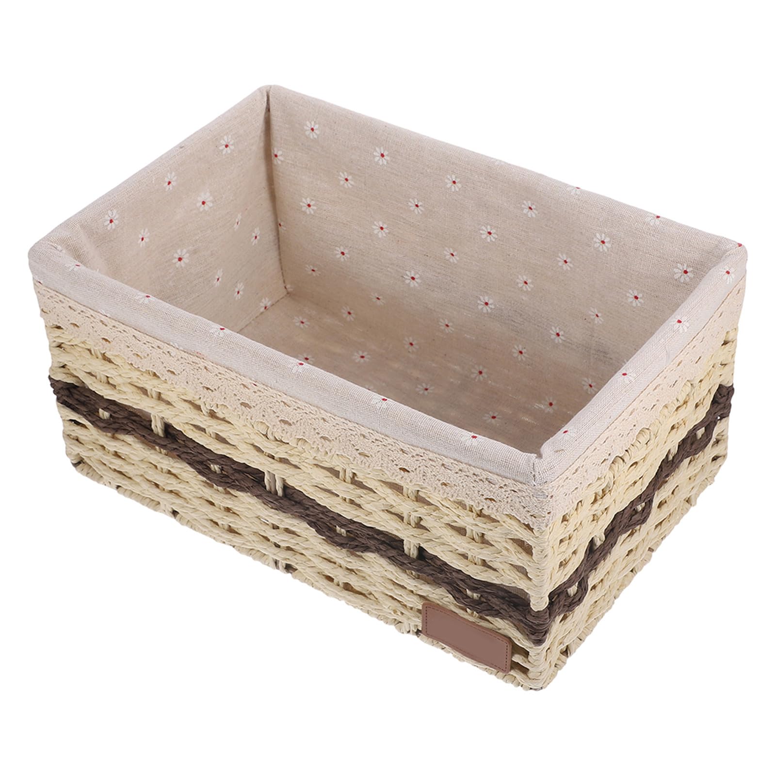 Happyyami Geflochtener Aufbewahrungskorb mit Einlage in Beige | Papier, Eisen und Gewebe, für Kosmetik und Lebensmittel, Dekorativ für Tisch, Feste