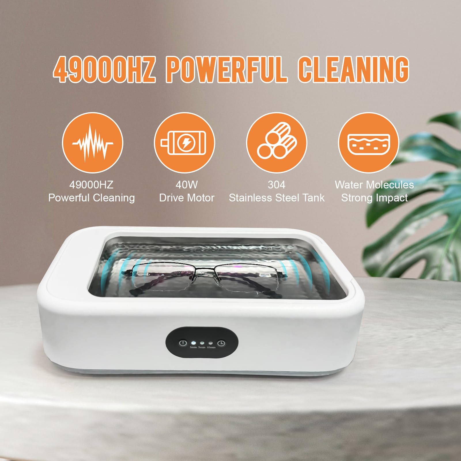 MTWML Pulitore ad ultrasuoni, 49 khz 22 oz ultrasonico gioielli pulitore macchina con 3 modalità timer per occhiali anello orecchino collane protesi braccialetto braccialetto trucco pennello