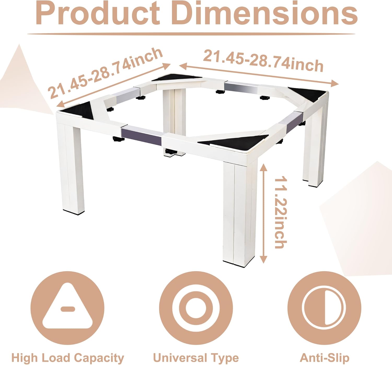 MOUEEY Laundry Pedestal, Stainless Steel Washer Dryer Stand, Universal Appliance Stand with Adjustable 21.5–28.7" Width Appliance Base for Washing Machine, Refrigerator & Small Appliances