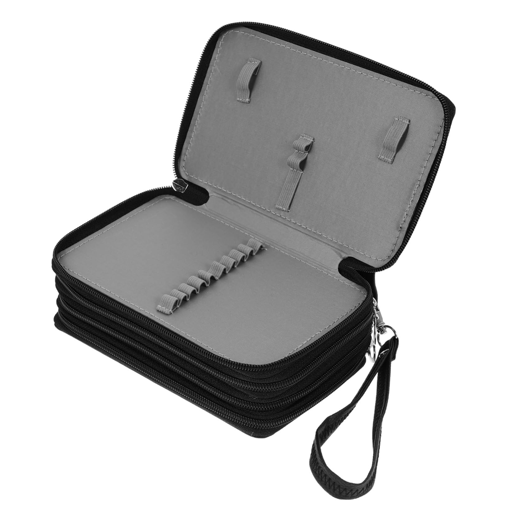 Operitacx Astuccio Pu Strati Con Cerniera Organizer Portatile Per Cancelleria Borsa Per Matite Nera Per Scuola e Ufficio