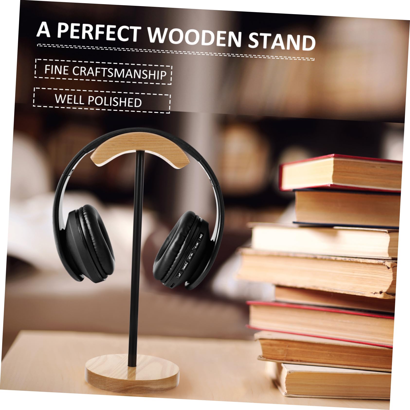 Veemoon Stand per Cuffie in Legno Supporto da Tavolo Multifunzionale Espositore e Organizer da Scrivania Adatto per Uso Casalingo e Ufficio