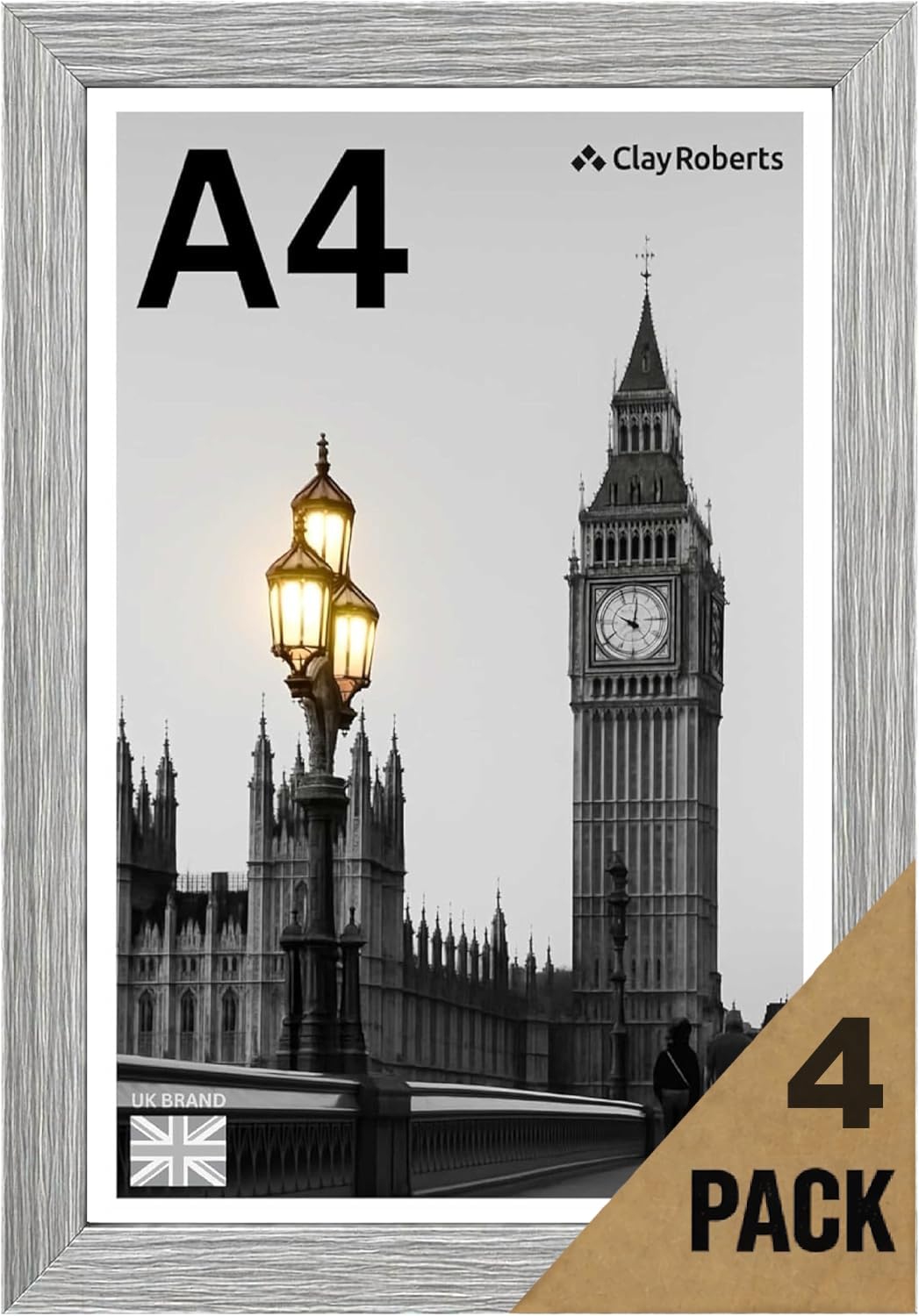A4 Light grey Photo Frame – Modern A4 Frame for Certificates, Pictures & Prints, Wall Hanging (Portrait or Landscape), Document & Poster Frame UK