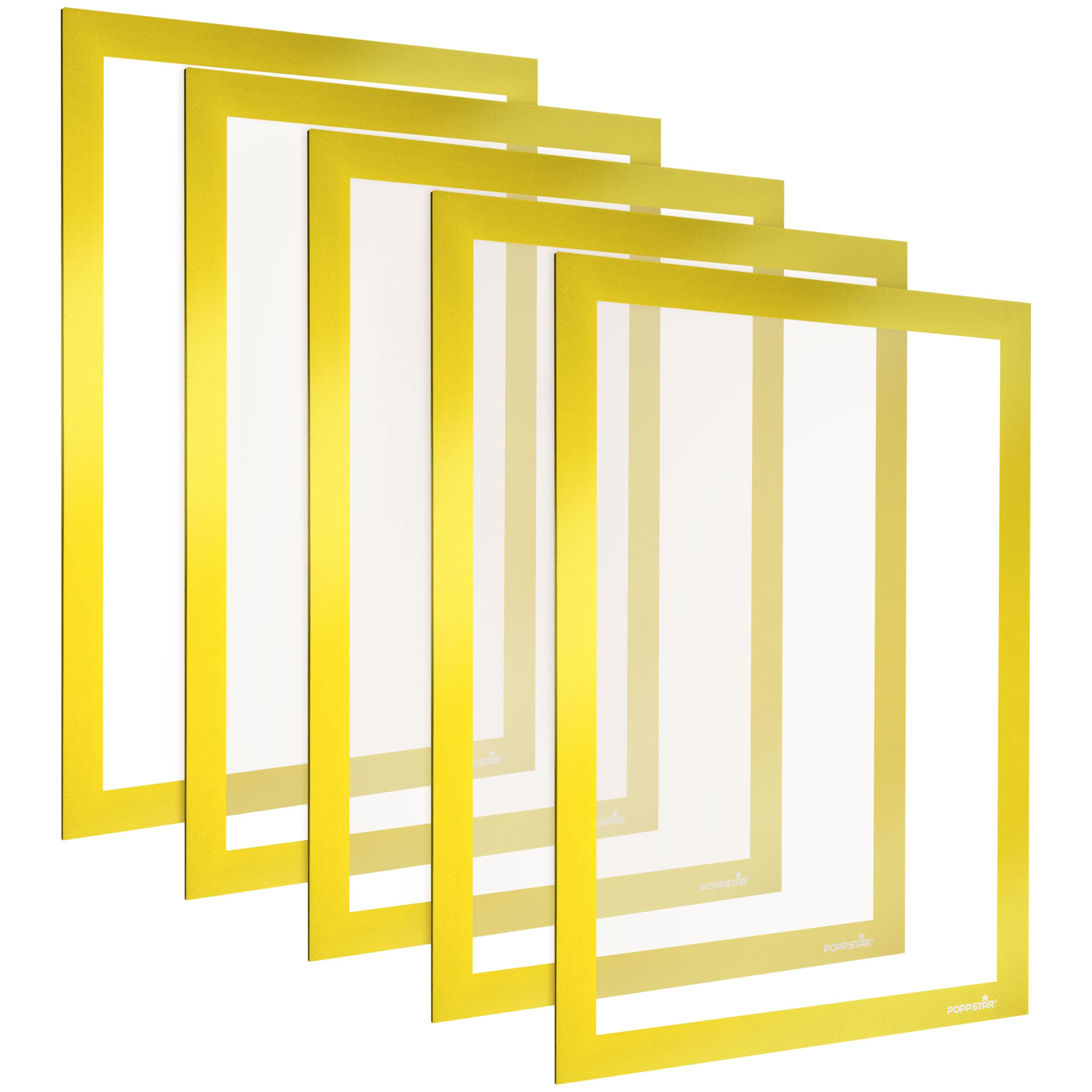 POPPSTAR Magnetic Frame A4 with Magnetic Closure, Yellow, Pack of 5