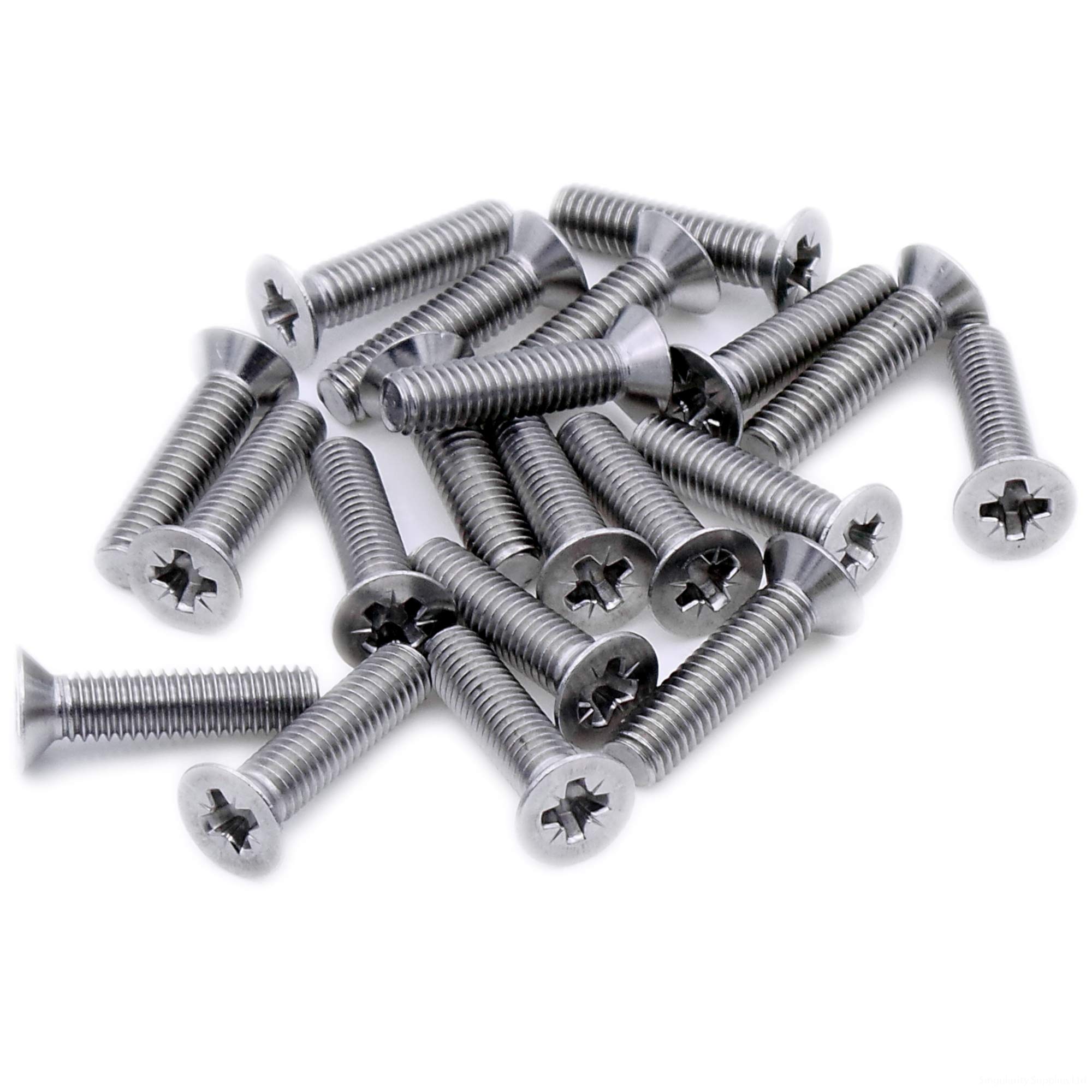 Singularity Supplies M2.5 (2.5Mm X 12Mm) Pozi Countersunk Machine Screw (Bolt) - Stainless Steel (A2) (Pack Of 20)