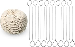 WILLBOND 17 Pieces Poultry Lacing Kit, 6 Inch Turkey Lacers Meat Roasting Trussing Needles Barbecue Skewers Cooking Twine Cooking String for Turkey Poultry Grilling Supplies