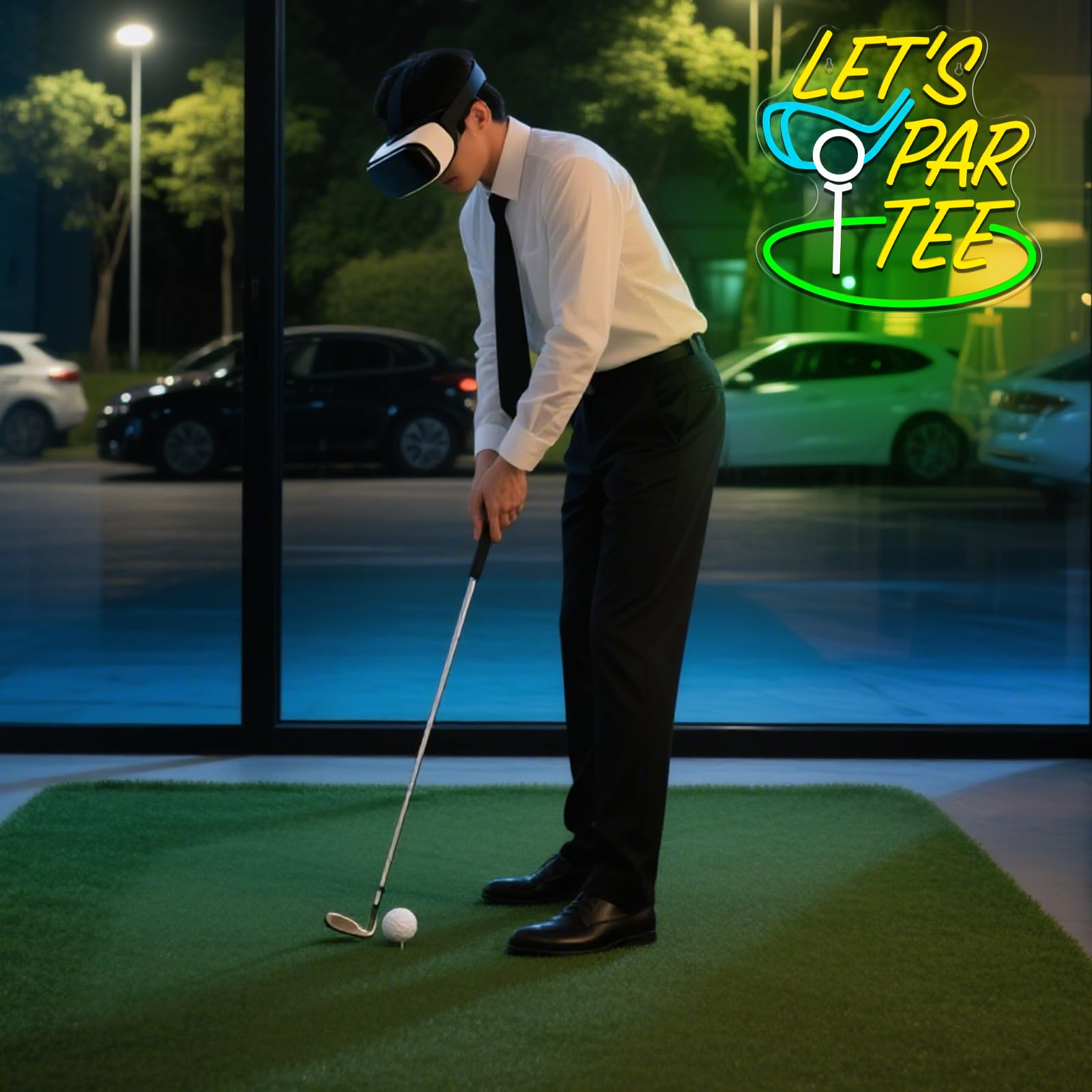 Neonowy znak golfowy Let's Par Tee, dekoracja ścienna, ściemniana, zasilana przez USB, LED, do klubu golfowego, sportu, na siłownię, do baru, biura, sypialni, męskiej jaskini, na imprezę, prezenty