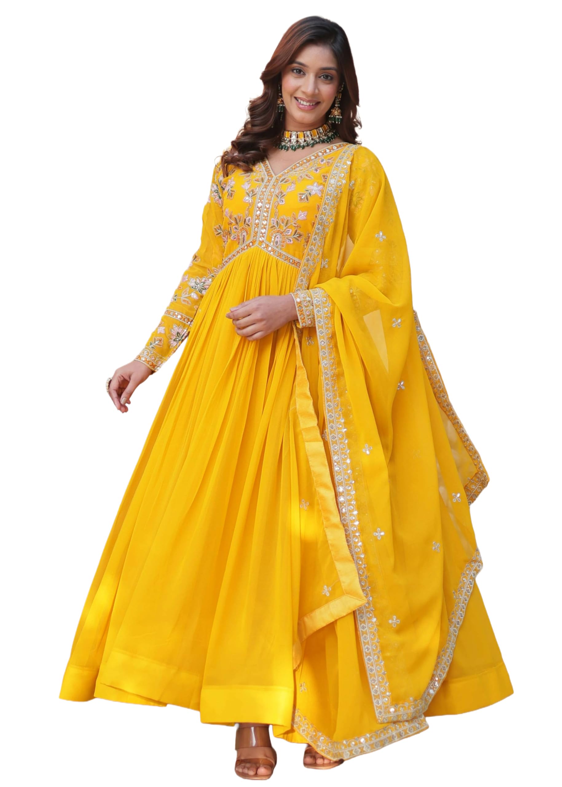 Indyjskie kobiety żorżeta z sekwencją robocza odzież imprezowa w stylu Anarkali zestaw 15407