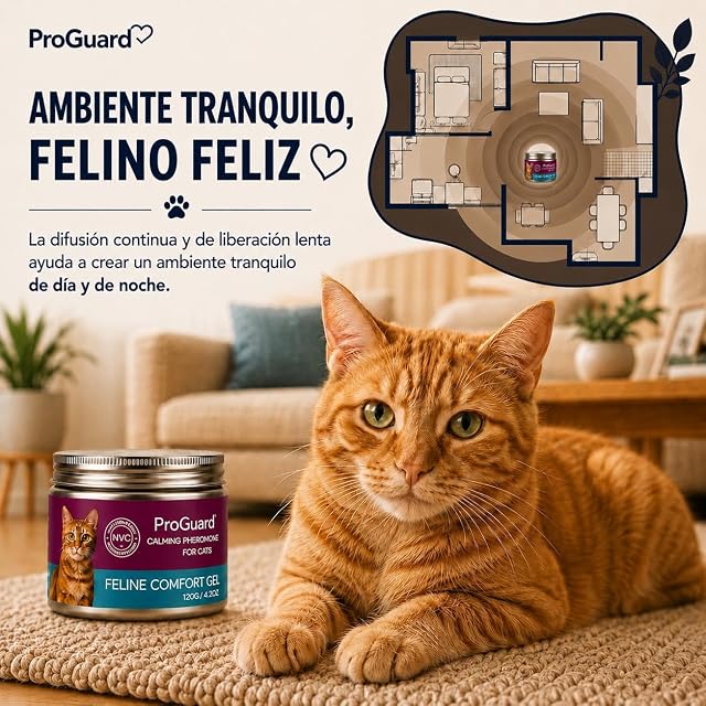 Foto 3 de 8 de ProGuard Gel difusor de feromonas calmante para Gatos - Gel Relajante sin Perfume para aliviar el estrés