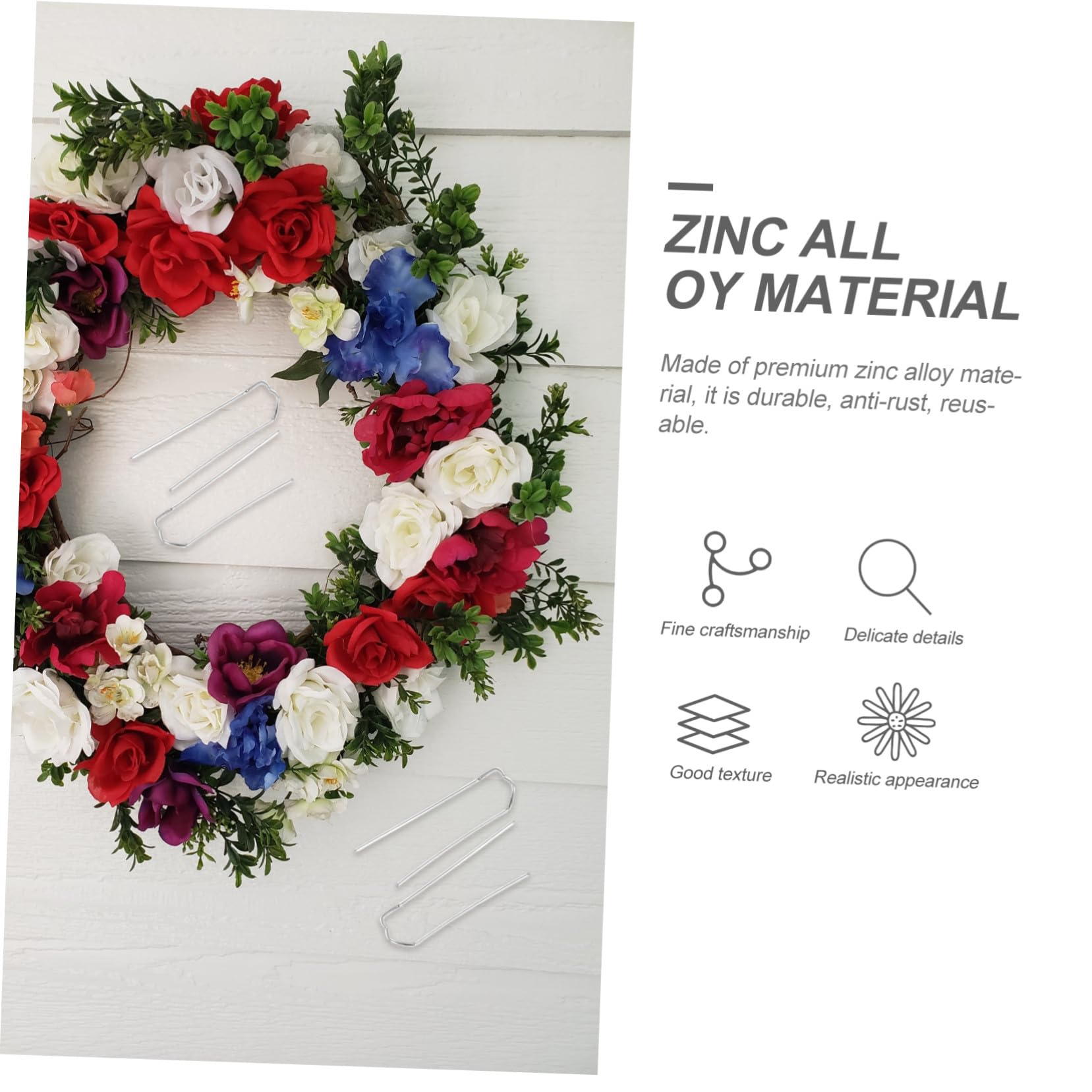 DOITOOL 100 Stück Pflanzstecknadeln M-Förmig aus Zinklegierung Silber für Kranzbasteln Blumenarrangements Garten Dekoration