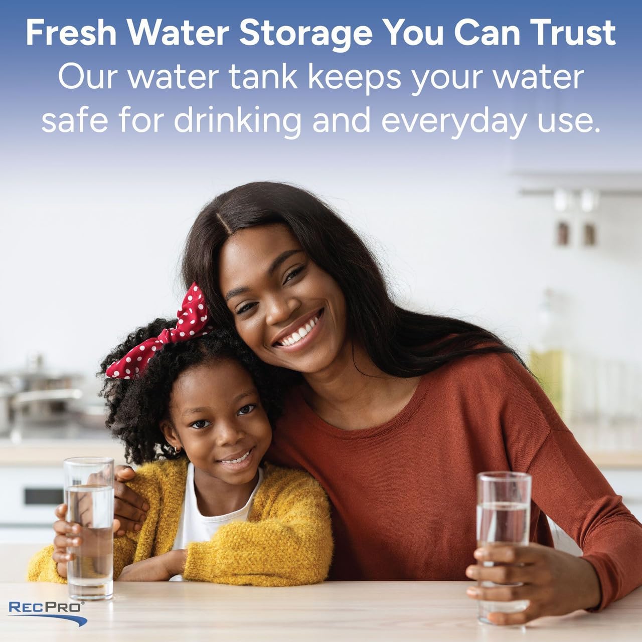 RecPro RV Fresh Water Tank 100 Gallon for Drinking and Potable Water | Fresh or Gray Water Plastic Storage | Made in America