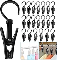 Vista 1 de VinBee 20 ganchos de lavandería con clips de plástico superfuerte para el hogar, viajes, ganchos giratorios para colgar en el armario, abrazaderas