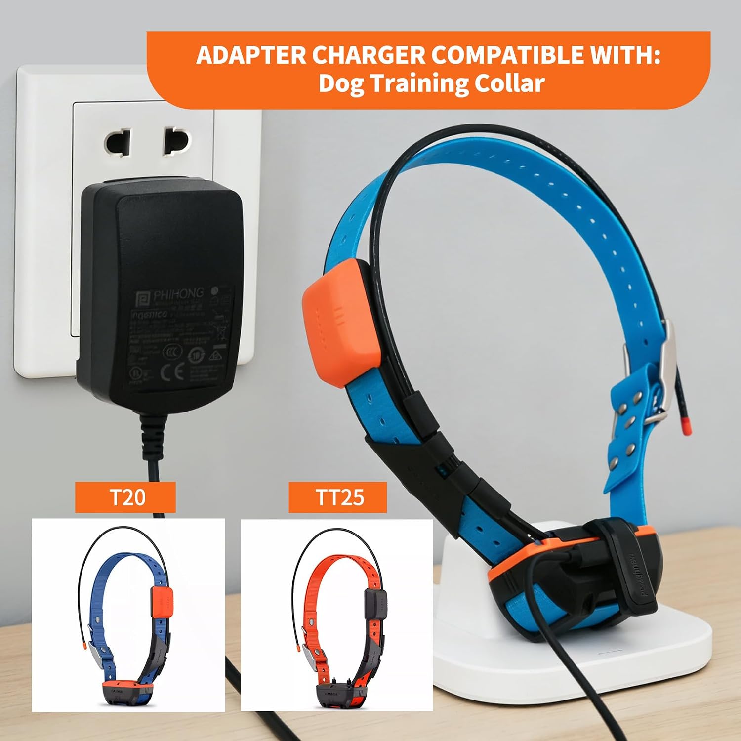 Charger for Garmin T20 TT25 Dog Training Collar, Type-C Charging Cable Adapter with Clip
