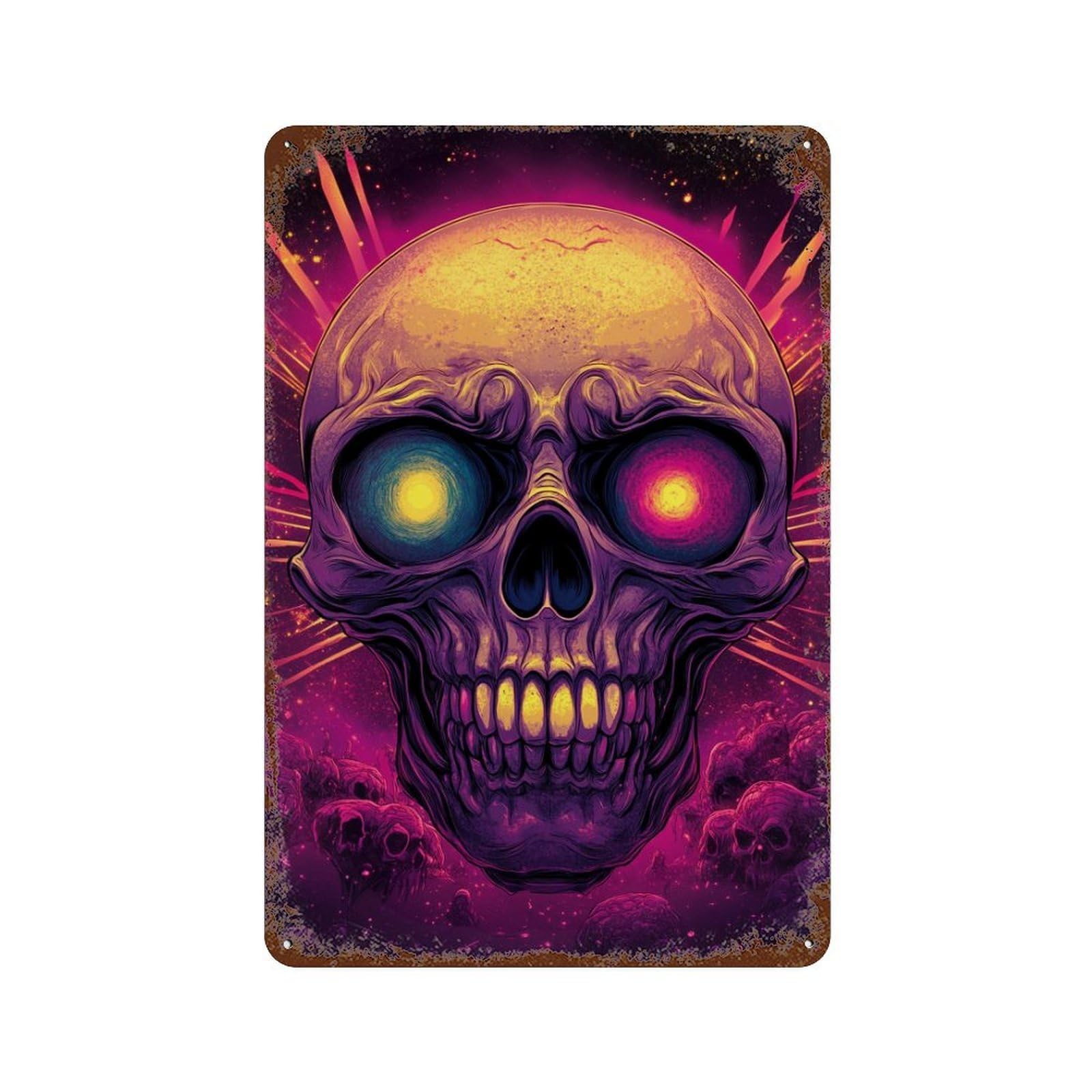 Spooky Skulls Halloween Decorations Decorative Tin Sign 11.8"x7.9", for Bistro, Counter And Cafe Decor, Classic Wall Plaque