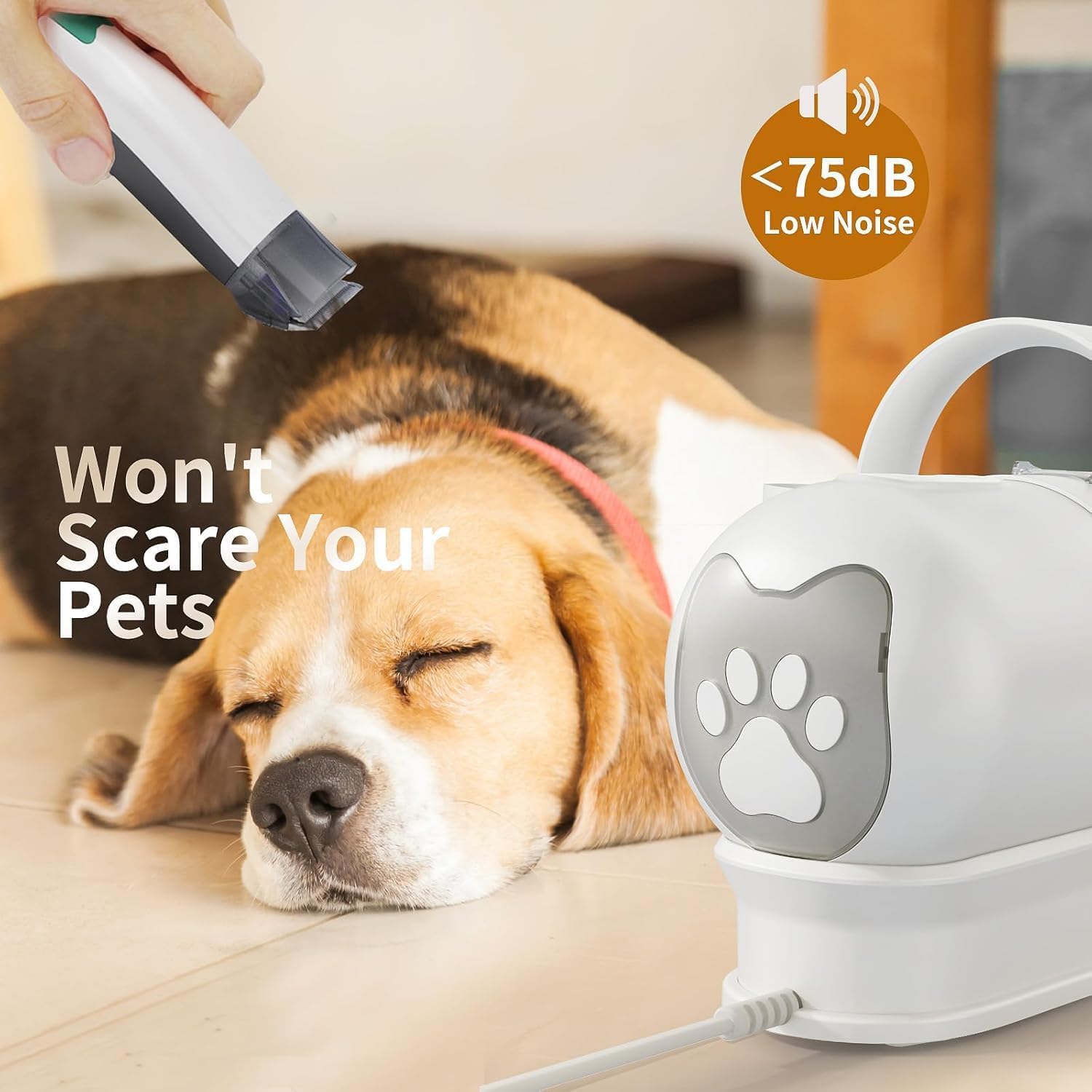 Kit de aseo y limpieza de mascotas con aspiradora de bajo ruido, cortaúñas, cepillo para desprendimiento y limpiador de patas para uso doméstico