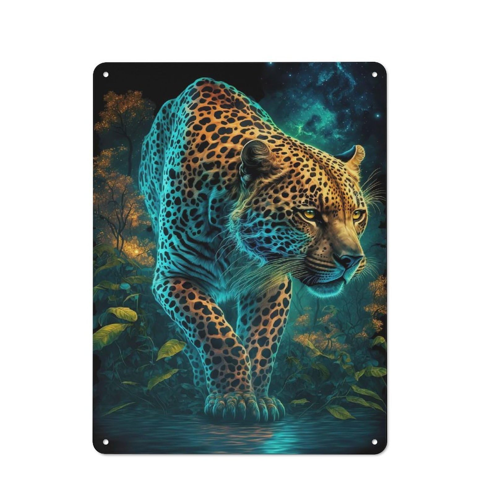 Jaguar Metal Wall Plaque 40x30cm, Simple Retro Studio Wall Plaque for Office, Study, Studio Or Hallway