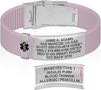 Vista 71 de Divoti Pulsera de identificación de alerta médica grabada personalizada, grabado láser de doble cara, pulsera de silicona, cierre de seguridad