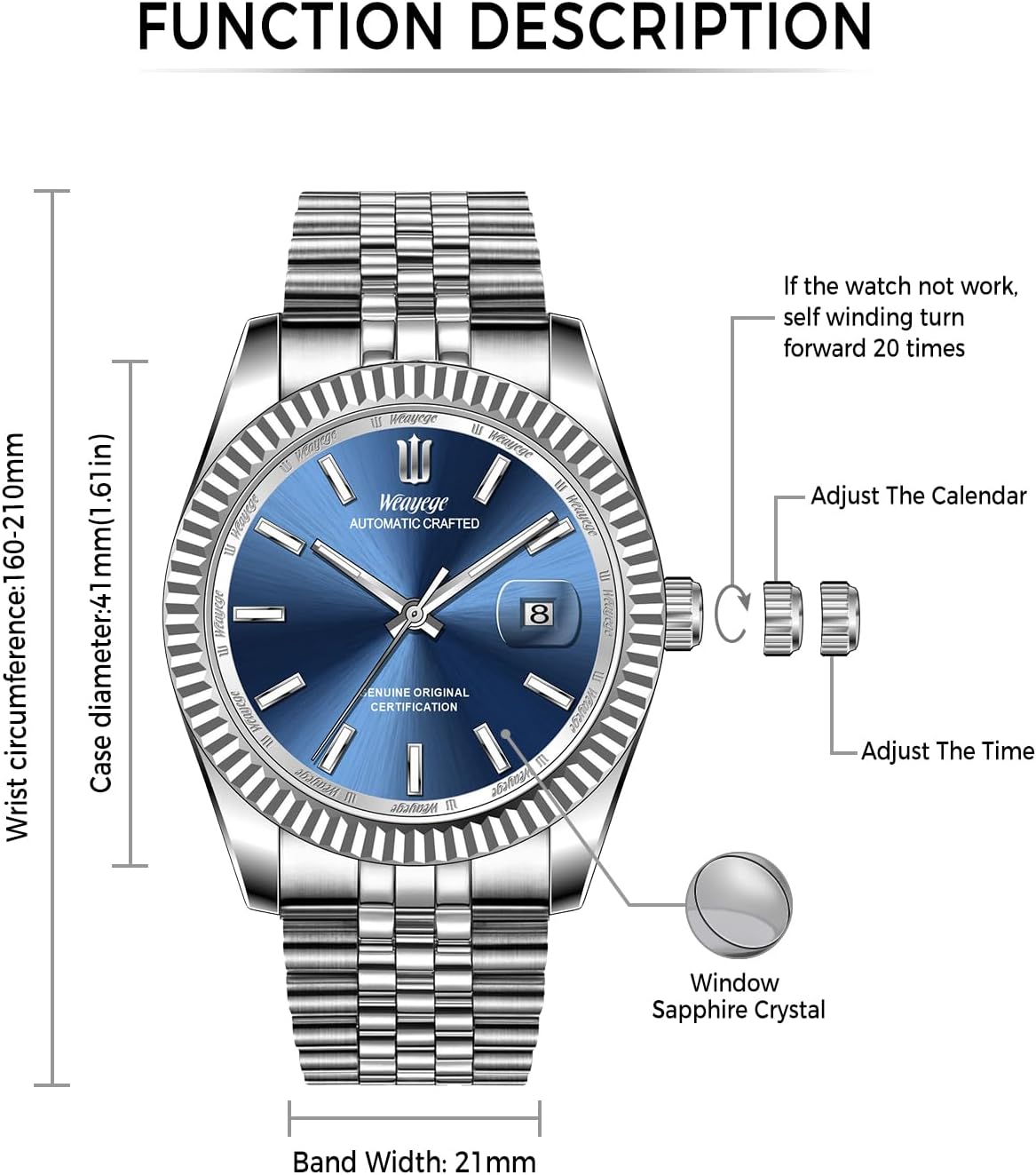Men's Automatic Mechanical Watch,Simple Stainless Steel Luxury Business Waterproof Watch,with Date Display,Self-Winding