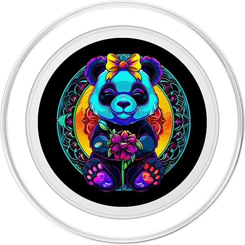 Miniatura 2 de Cute Streetwear synthwave 80s 90s retro Panda flowers teens PopSockets PopGrip for MagSafe