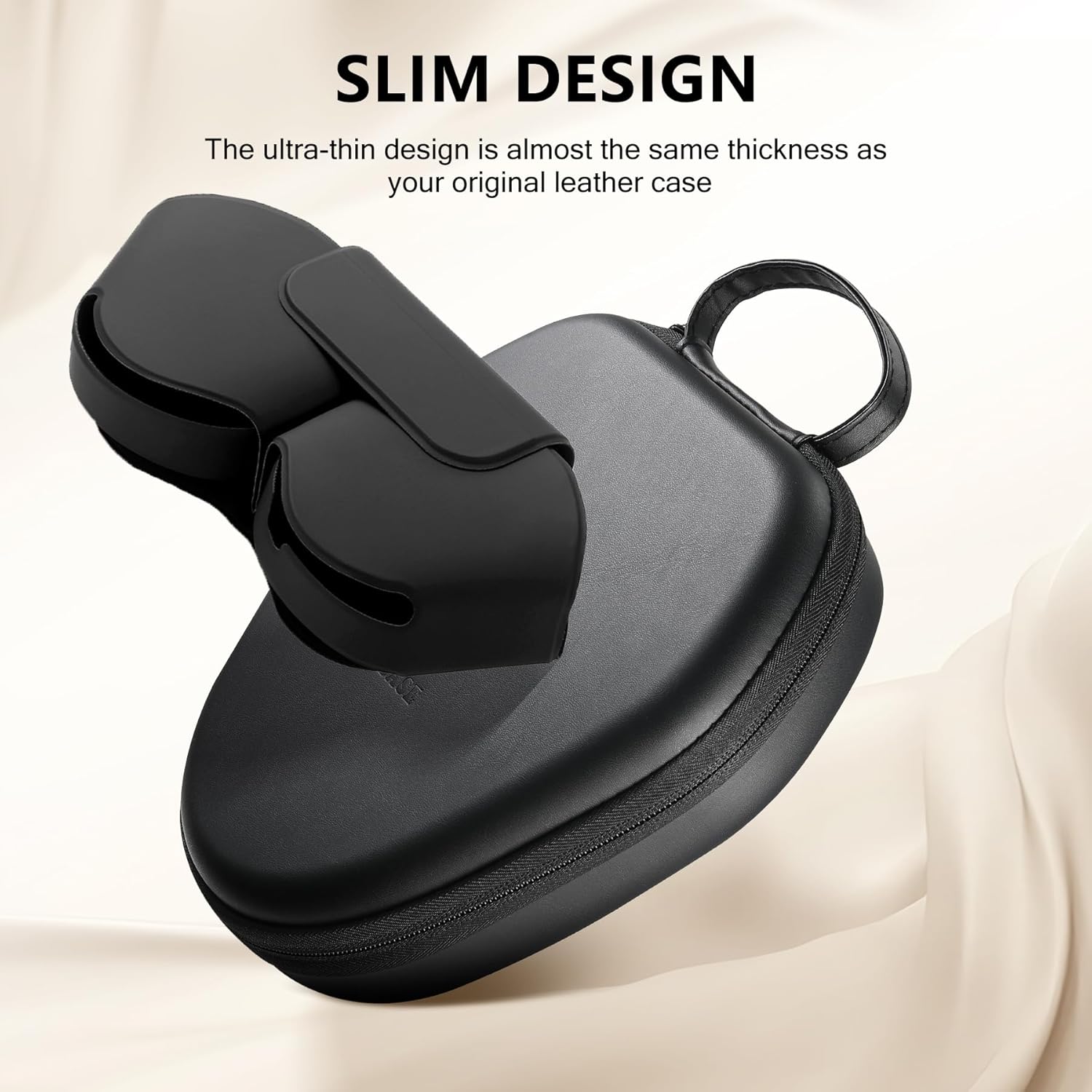 Maxjoy for AirPods Max Case [Shockproof & Dustproof] - Premium PU Leather & EVA Hybrid Hard Protective Cover, Travel Carrying Case with Storage for Apple AirPods Max Headphones (B-Black-EVA)