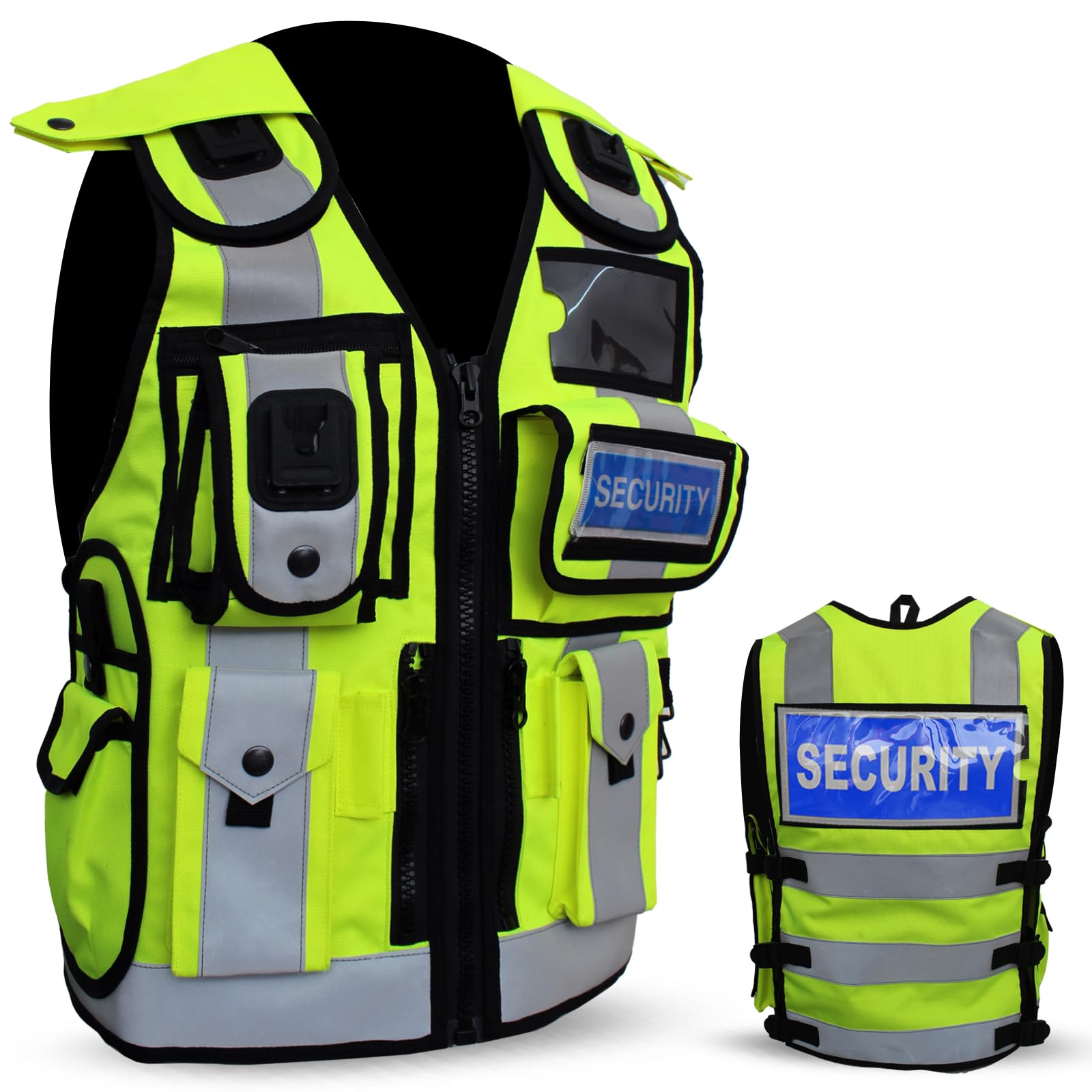 Security Vest Dog Handler Tactical Safety Enforcement CCTV Jackets Adults Hi Viz One Size Fits All (UK, Alpha, One Size, Regular, Regular, Police, Hiviz Grey Strip)