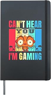 Funny Gamer Headset Gaming Can't Hear You I'm Gaming Hardcover Journal, Black