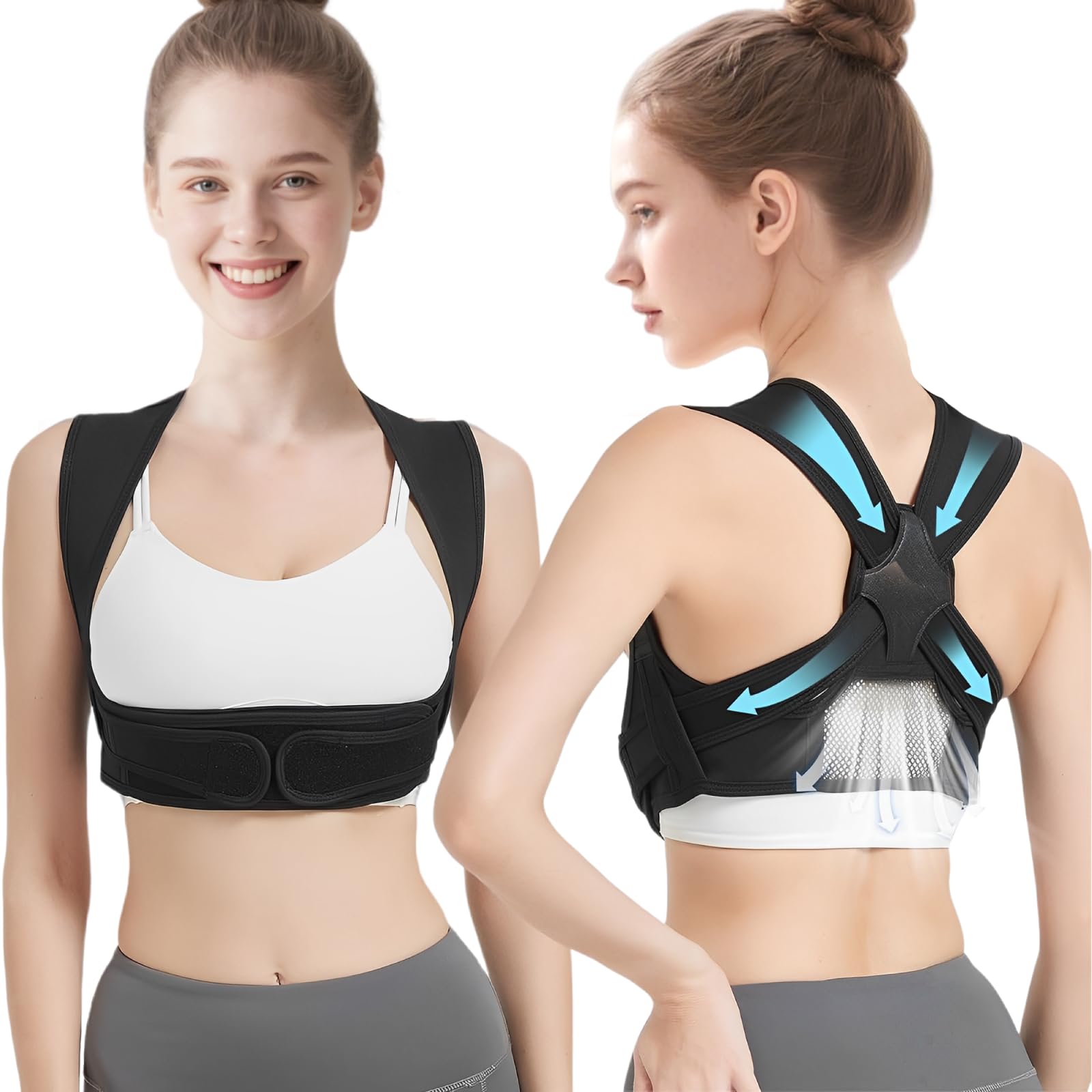 Back Brace Posture Corrector for Women and Men Adjustable Upper Back Support with Shoulder Brace Back Straightener Relief