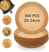 300 Stück Backpapier für Heißluftfritteuse, 20cm Airfryer Backpapier Rund BPA-frei Wasserdicht Ölfest Pergamentpapier Liner Airfryer Zubehör für Heißluftfritteuse Ofen Mikrowelle