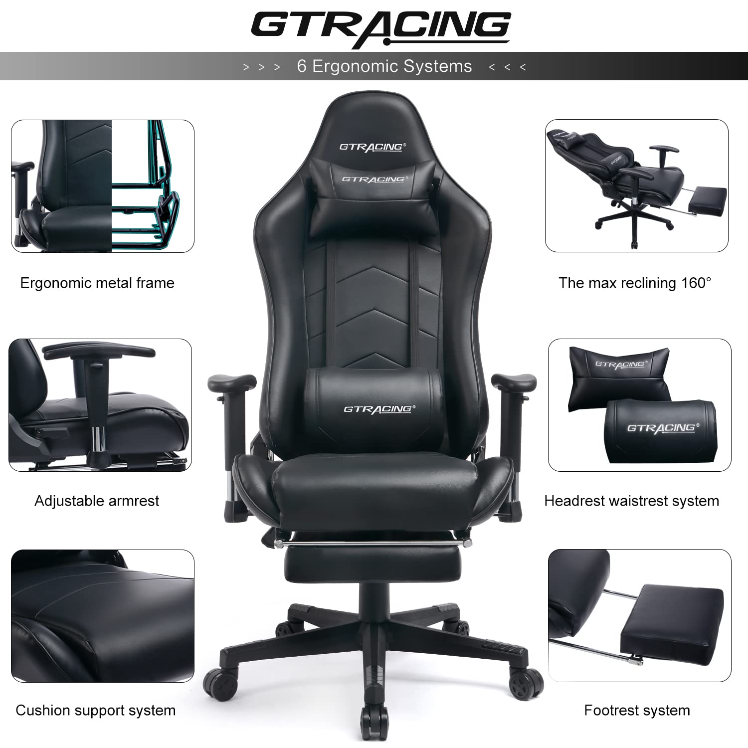GTRACING Gaming Chair with Footrest Big and Tall Gamer Chair Office