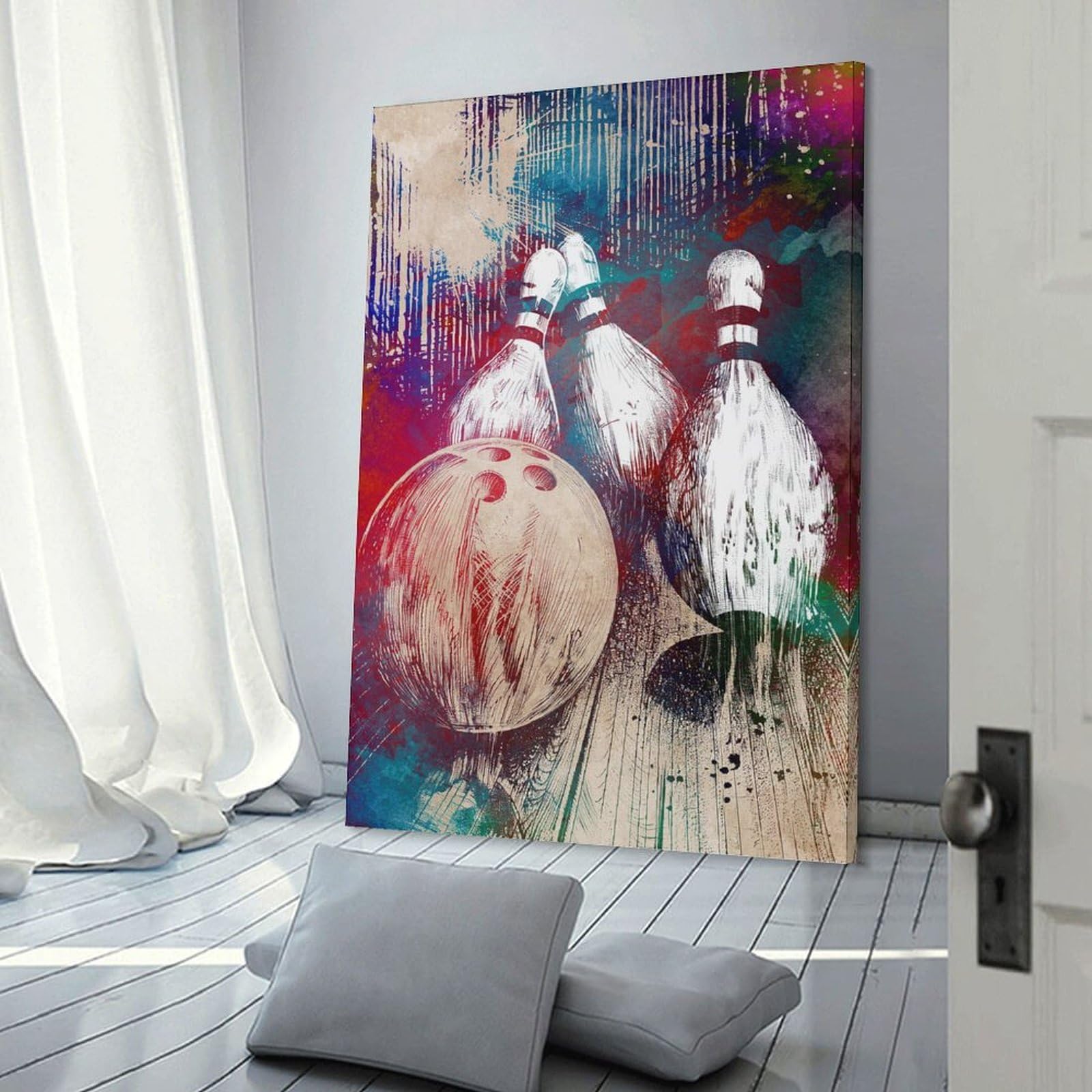 Junmoney Canvas Wall Decor Bowling Sport Art, 24x36inch(60x90cm), for Flats, Guest Rooms Or Compact Rooms, A Simple Refresh for Blank Walls