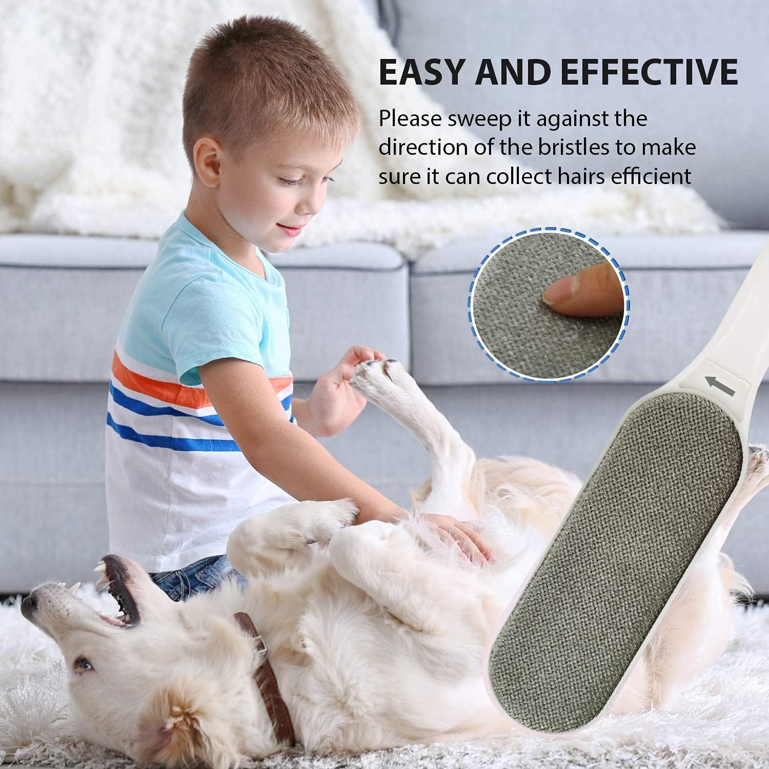 Cat Hair Remover -Pet Hair Removers with Standard and Travel Size Cat Hair-Dog HIAR- Lint Remover Brush - Remove Cat and Dog Hair, Lint from Carpet, Car Seat, Couch, Clothing, Bedding, Gray