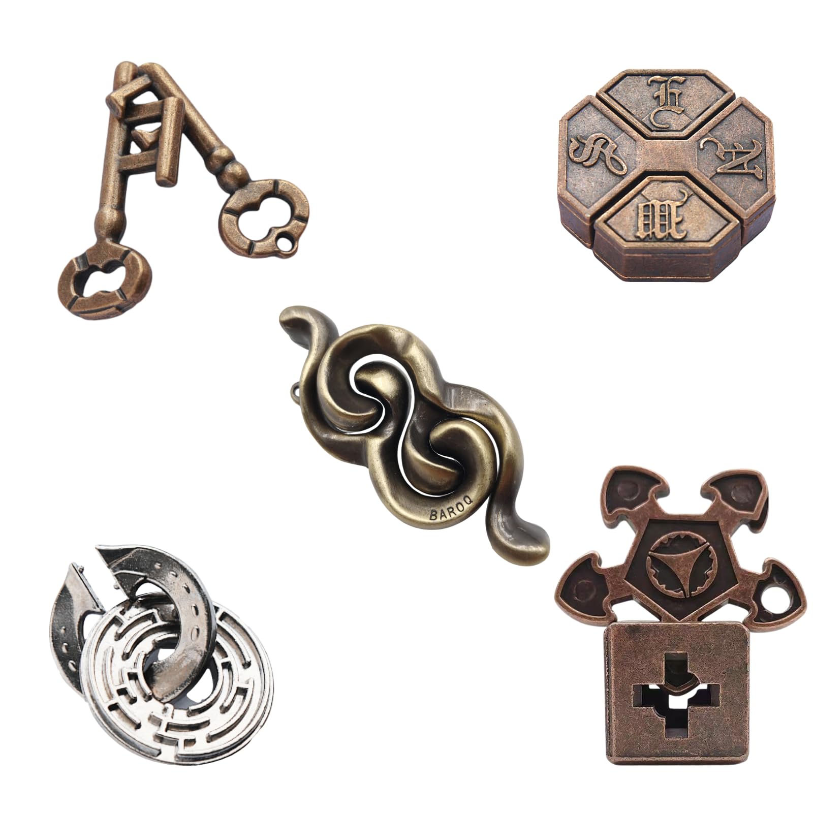 FALOFALO Metal Ring Puzzle Set, 5 Pieces