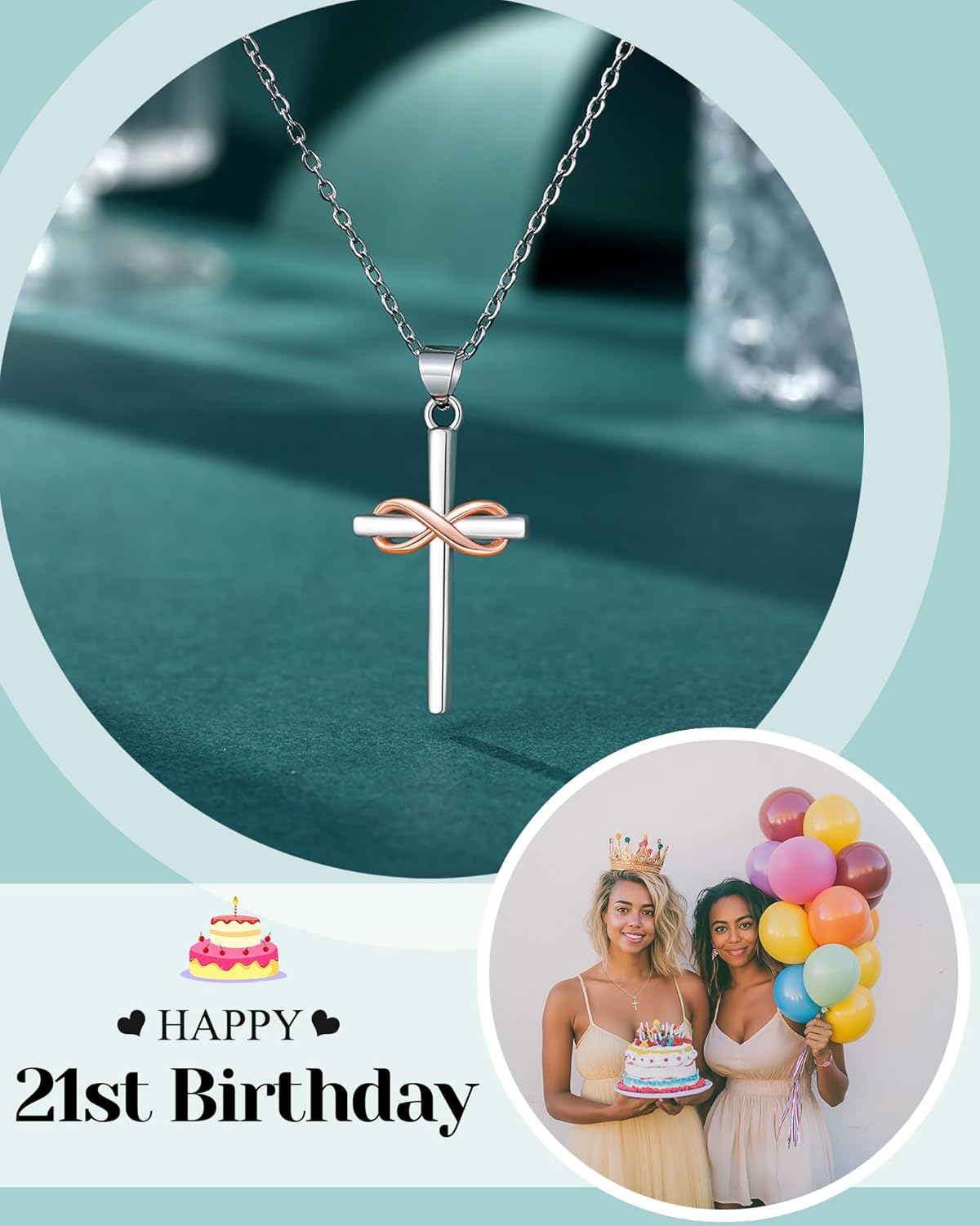UPROMI Happy 10th/11th/12th/13th/14th/15th/16th/17th/18th/21st Birthday Gifts for Girls Her, Cross Necklace Birthday Gift Ideas - Image 2