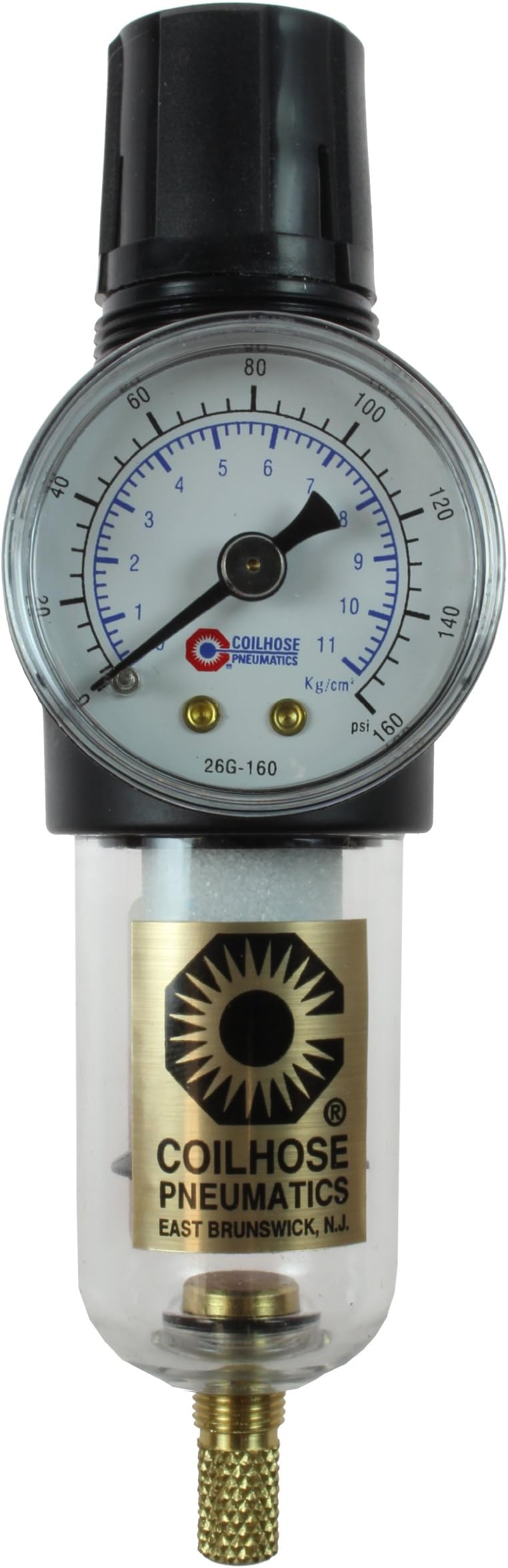 Coilhose Pneumatics MFC2-G Miniature Series Integral Filter Regulator Combo, 1/4-Inch Pipe Size with 0-160 PSI Pressure Gauge