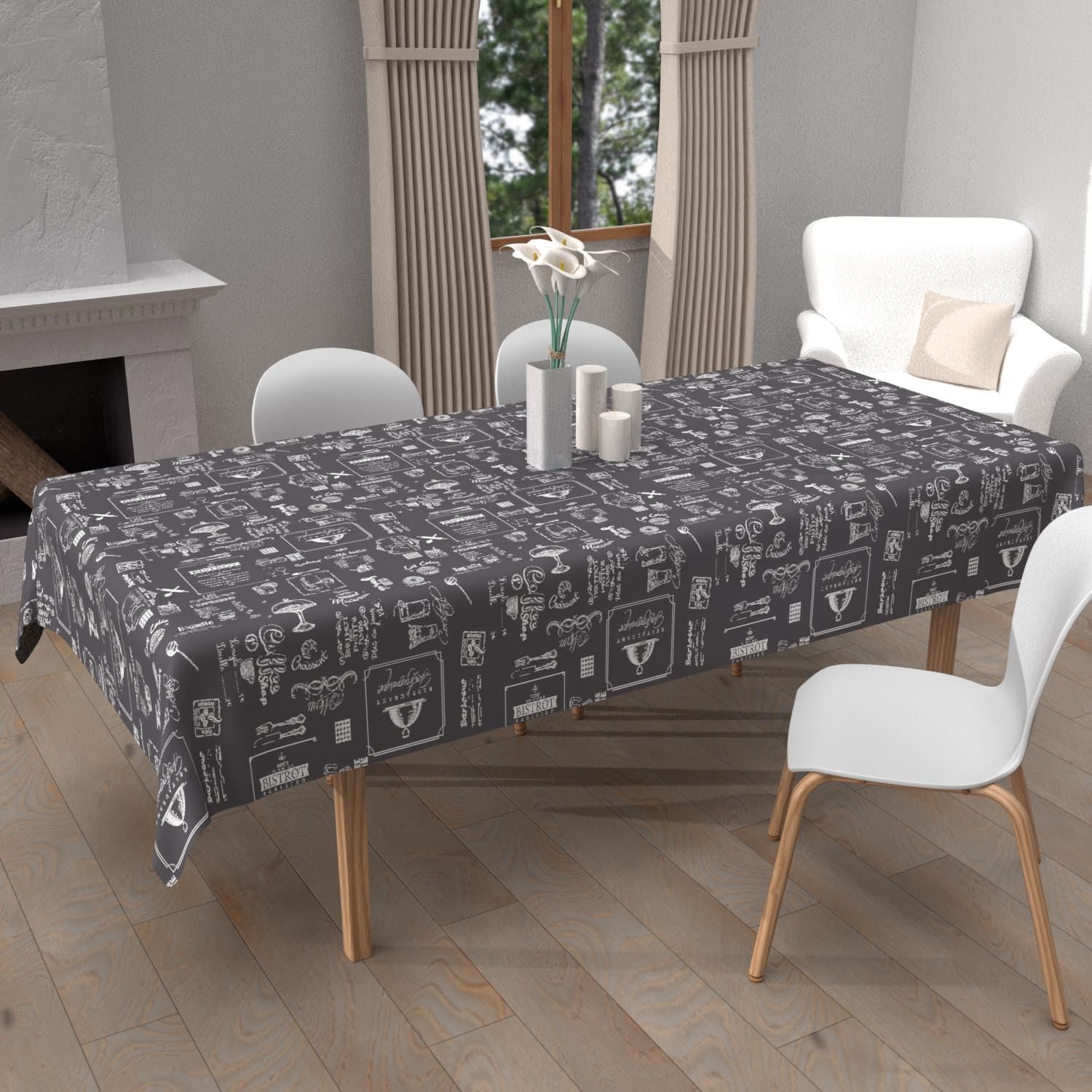 Soleil d'ocre Printed Tablecloth Stain-Resistant Rectangular 140 x 240 cm Coffee