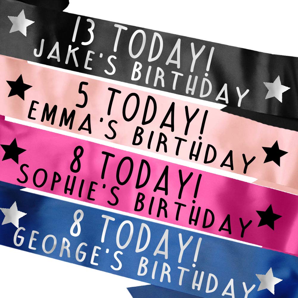 My Pretty Little Gifts Personalised Birthday Sash - Childs Birthday 4th 5th 6th 7th 8th 9th 10th 13th - Any age or name!