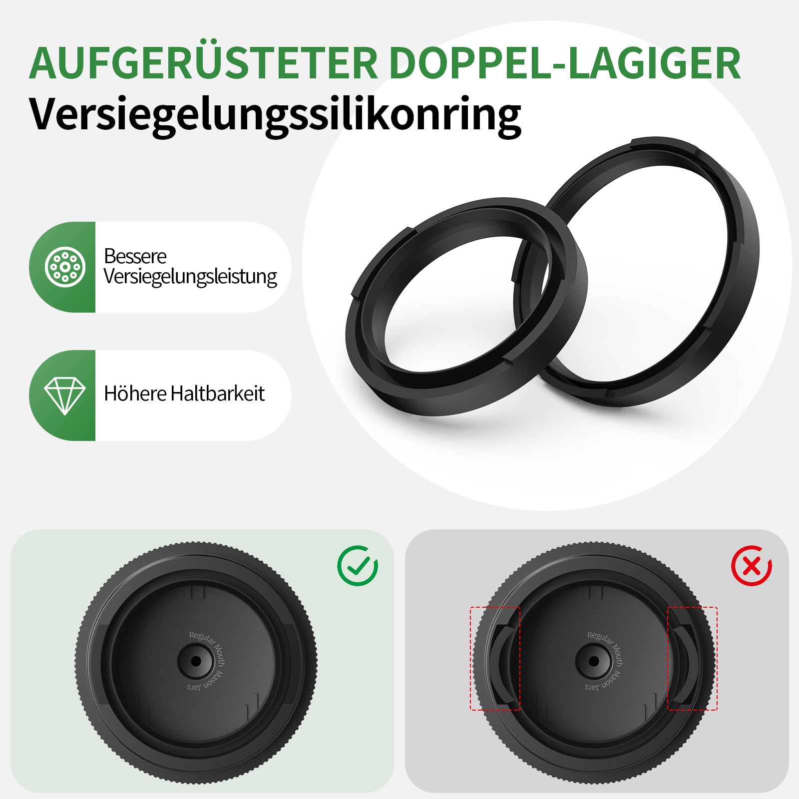 Vakuumierer für Gläser | Elektrisches Mason Jar Vakuum Sealer für Breite und Normale Öffnung | Tragbares Vakuumiergerät für Gläser | Geschenke für Sie, Mama, Oma, Schwarze Upgrade-version