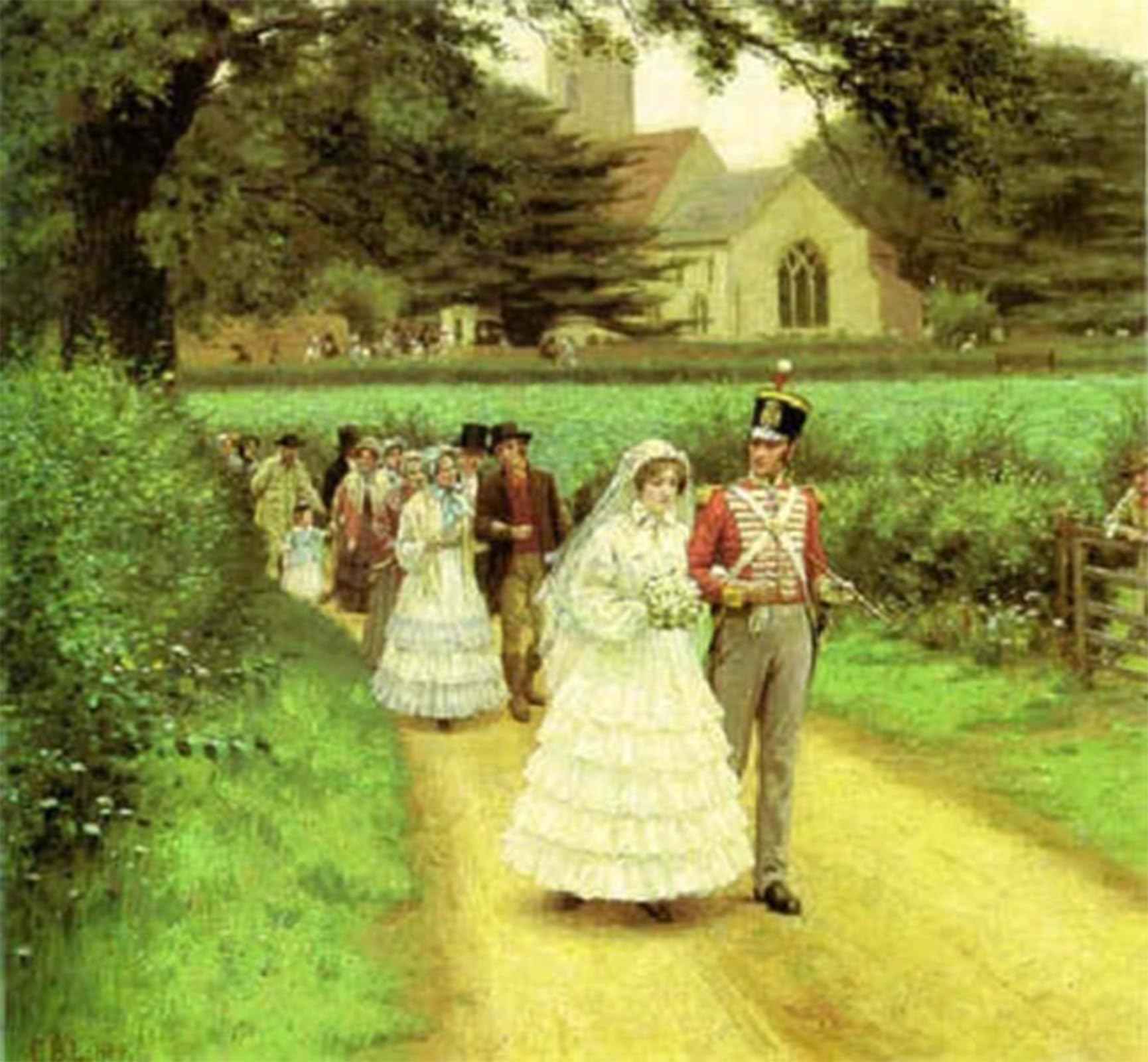 ARTXLXXBN Famous Art Print Poster Vintage Wall Art la marcia nuziale Edmund Blair Leighton Canvas Art Poster for Home Decor 60x90cm