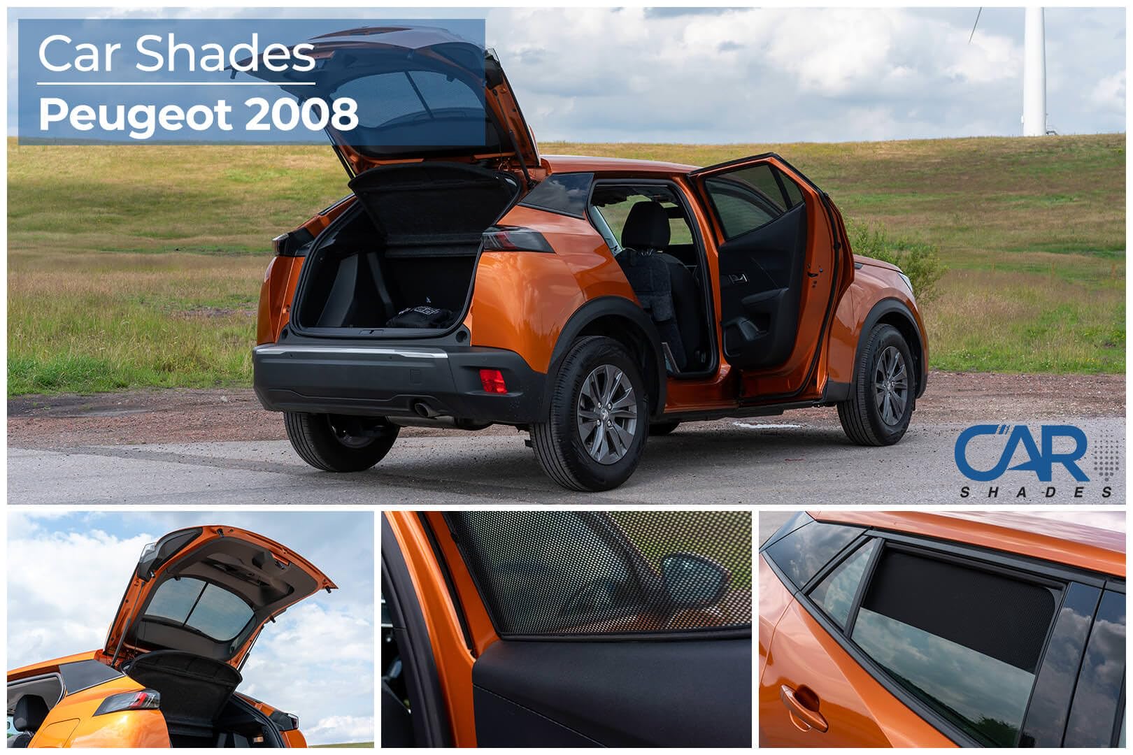Set di Car Shades Compatibile con Peugeot 2008 II 2020- (4-Parti) Tendine Parasole su Misura