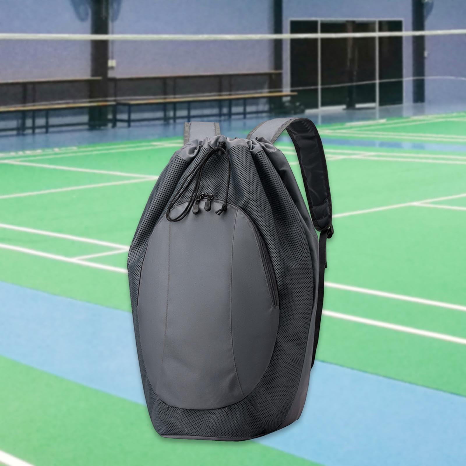 Zaino con Coulisse E Scomparto in Rete, Zaino Sportivo in Nylon per Palestra, Racchetta Da Badminton, Danza, Viaggi, Nuoto, per Donne E, Grigio