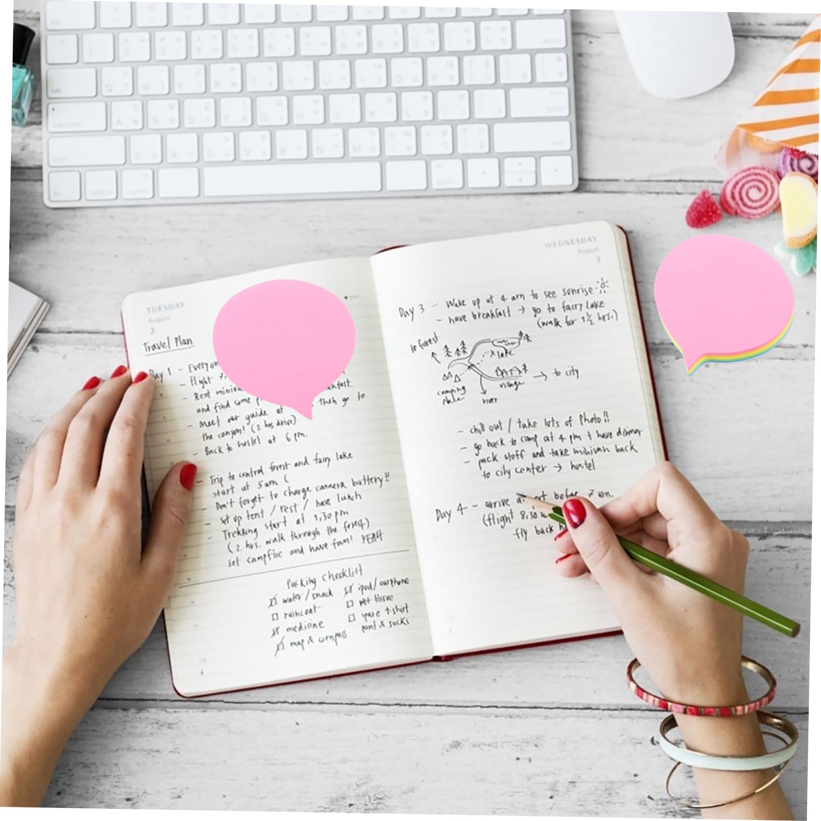 NUOBESTY 2 Pièces 10 Sticky Couleur 400pcs marqueur bloc-notes mignon pastel etiquettes autocollantes étiquettes autocollantes pen blocs-notes de bureau blocs-notes collants Papier