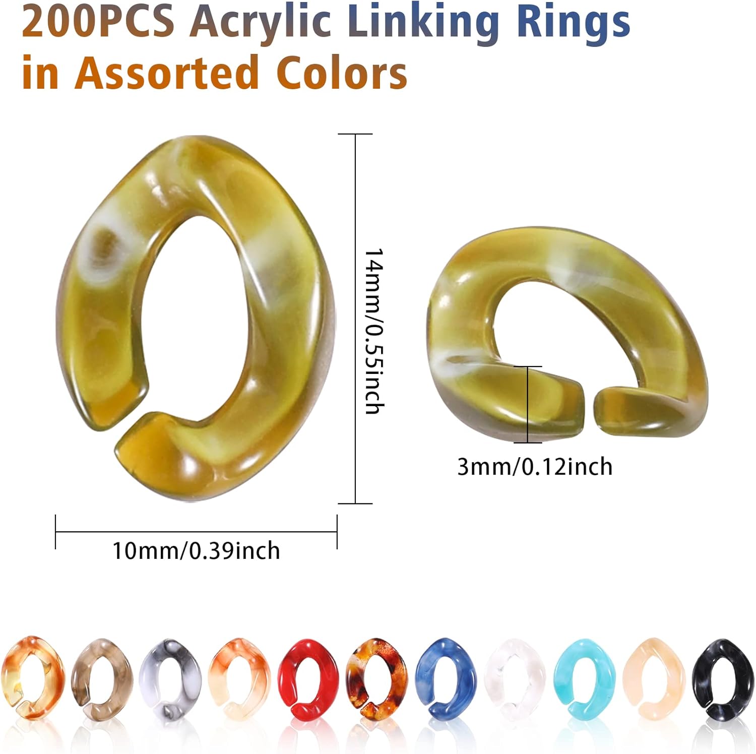 200PCS Acrylic Linking Rings, Link Connectors, Assorted Color Open Link Rings, for DIY Jewelry Making, Purse Eyeglass Jean Pocket Chain Lanyard, 10x14mm - Image 2