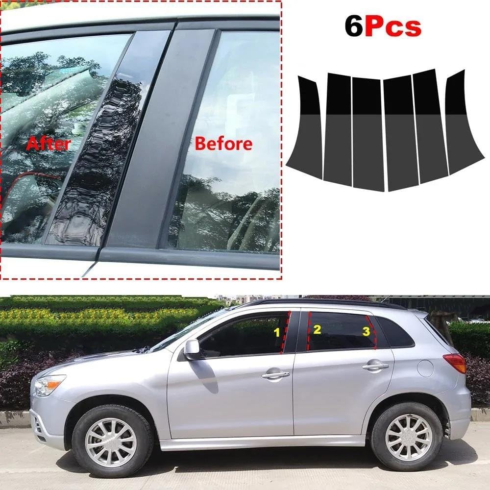 に適合する ASX 2011-2020 に適合する 6PCS カーウィンドウ ドア コラム ポリッシュ BC ピラーポスト ウィンド