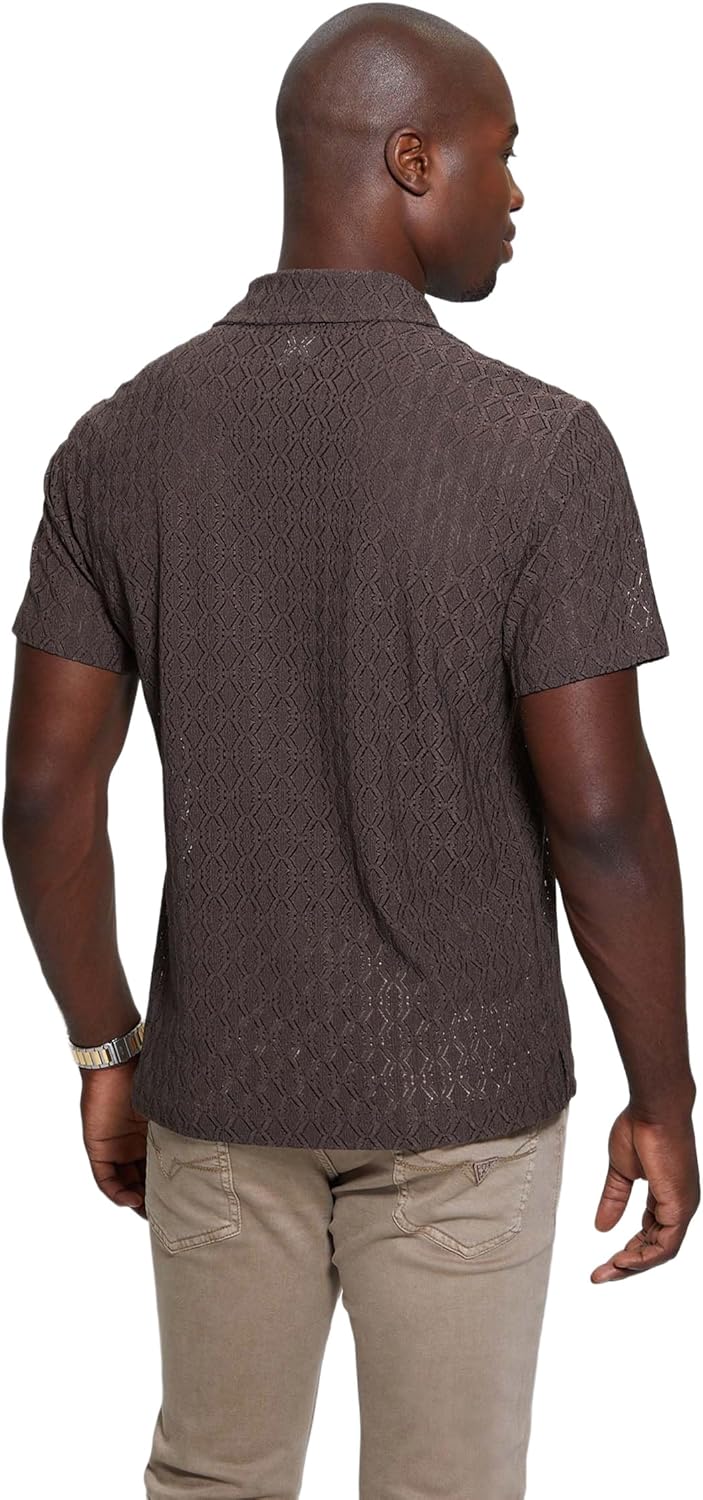 GUESS Mens Short Sleeve Reeves Woven Shirt - Image 4