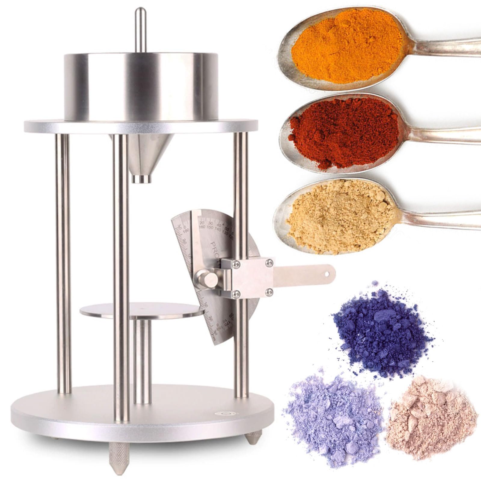 YXZQLOZ Resting Angle Measuring Instrument, Stainless Steel Dust Rest Angle Tester, Powder Particle Repose Angle Meter, for Laboratory
