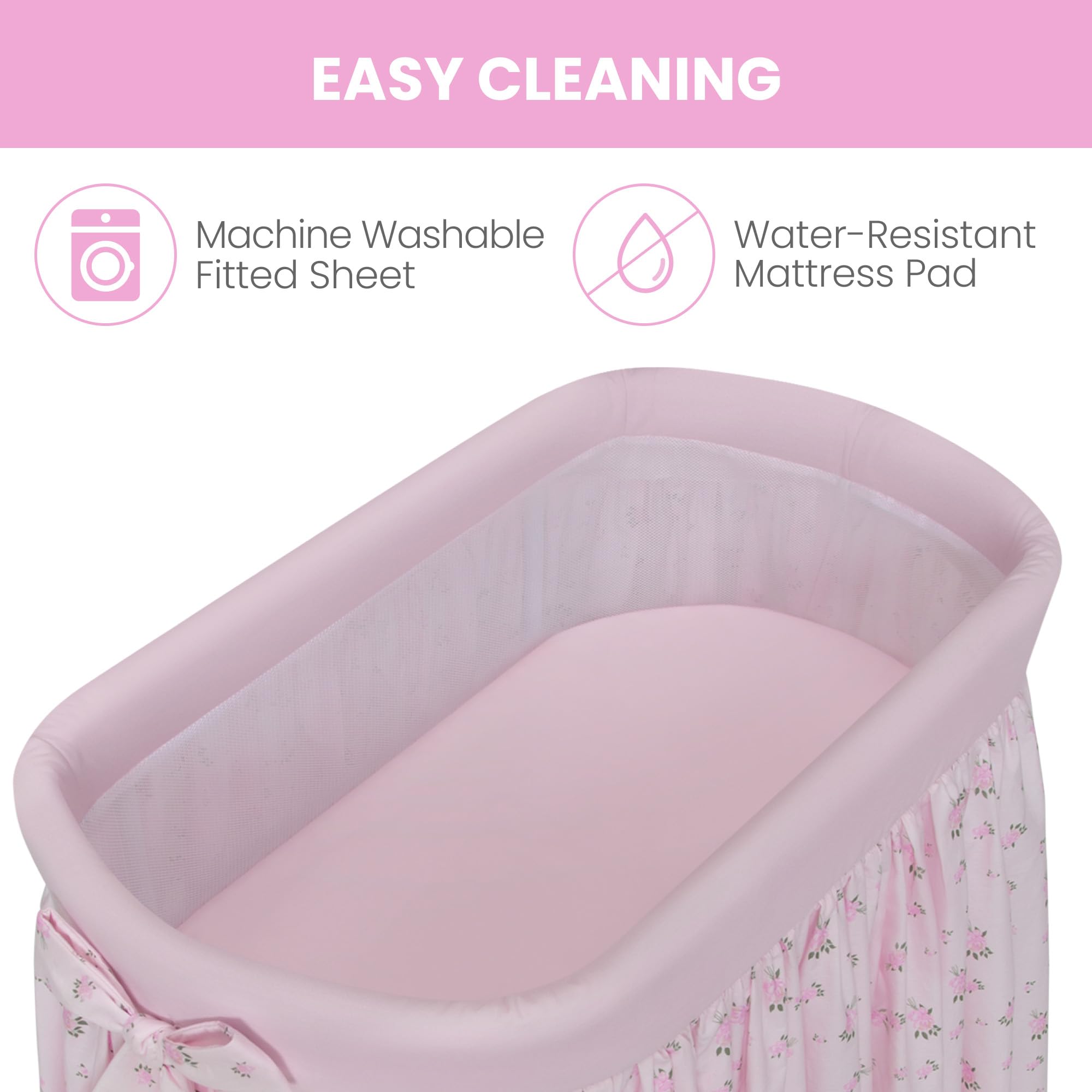 Amazon.com: Delta Children Flora Gliding Bassinet, Pink Roses : Baby