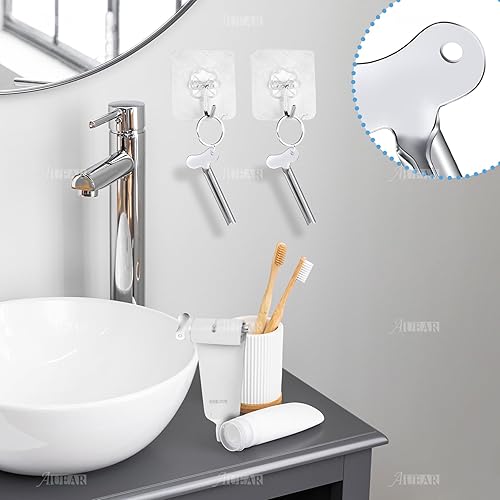 Miniatura 3 de AUEAR, Exprimidor de pasta de dientes de acero inoxidable, exprimidor de llaves, exprimidor de plata, para el hogar, pasta de dientes, tinte para el